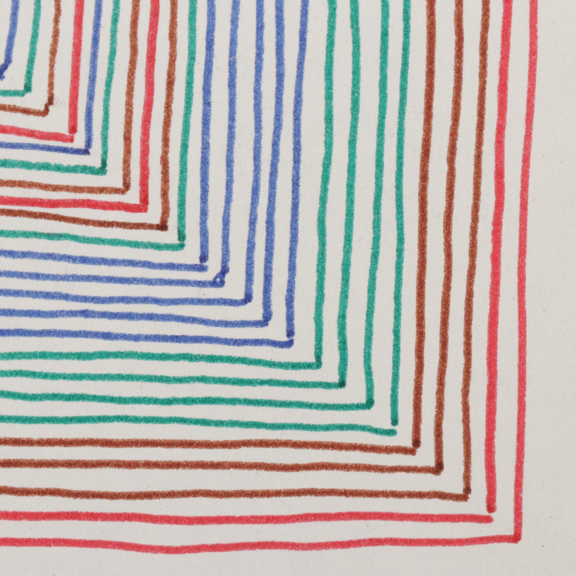 W. Glen Davis Op Art Ink Drawing, Mid-Late 20th Century