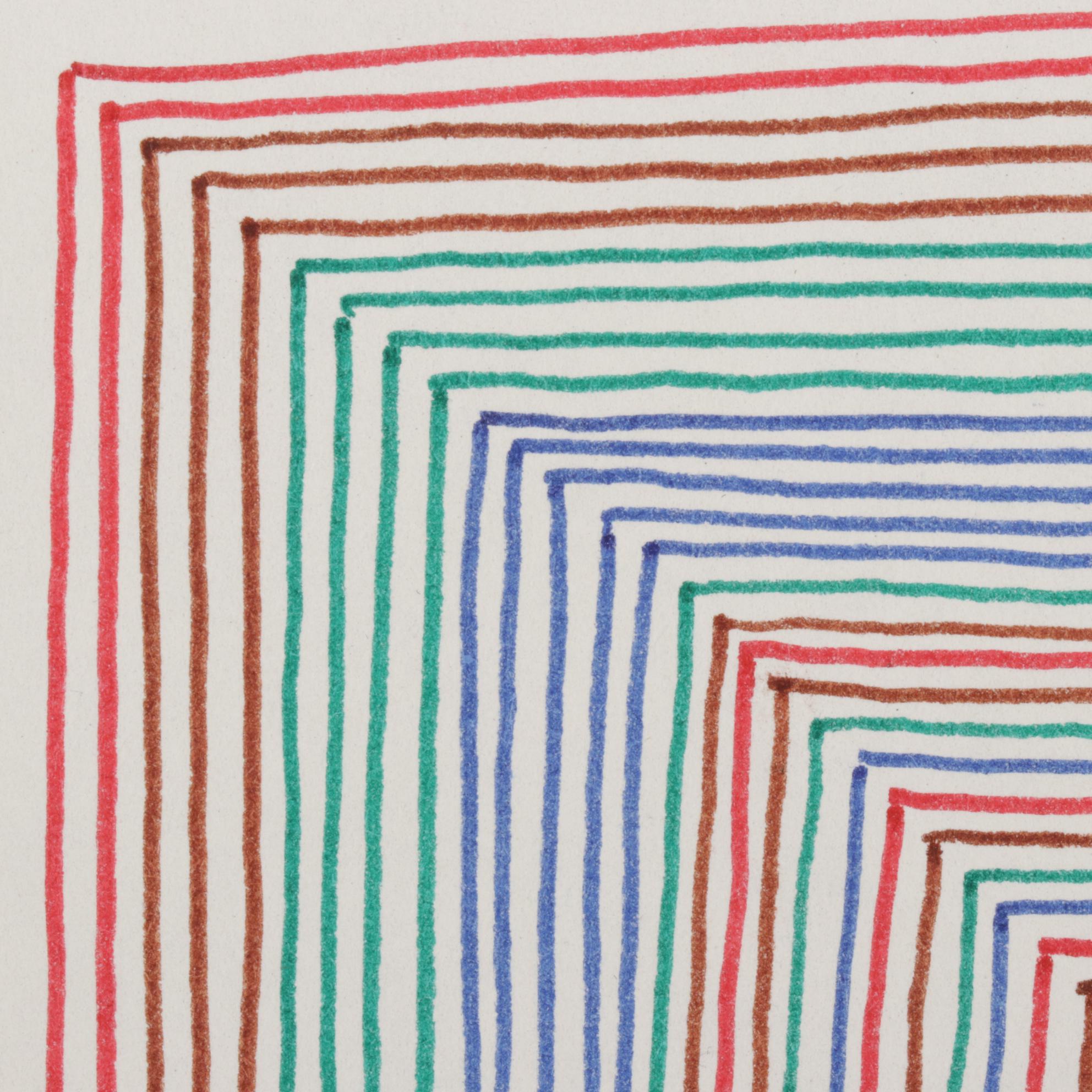 W. Glen Davis Op Art Ink Drawing, Mid-Late 20th Century