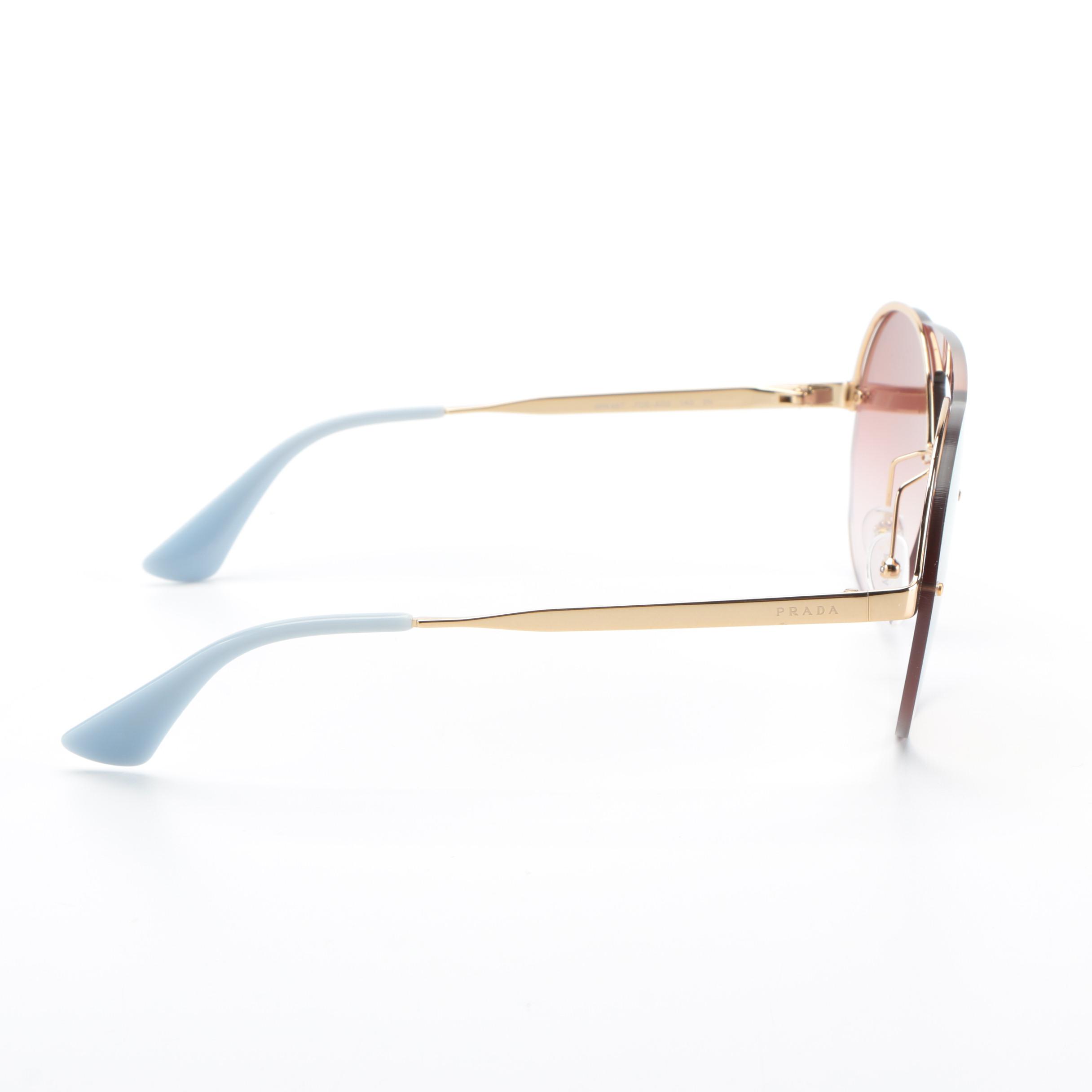 Prada SPR65T Round Sunglasses in Mirrored Ombré