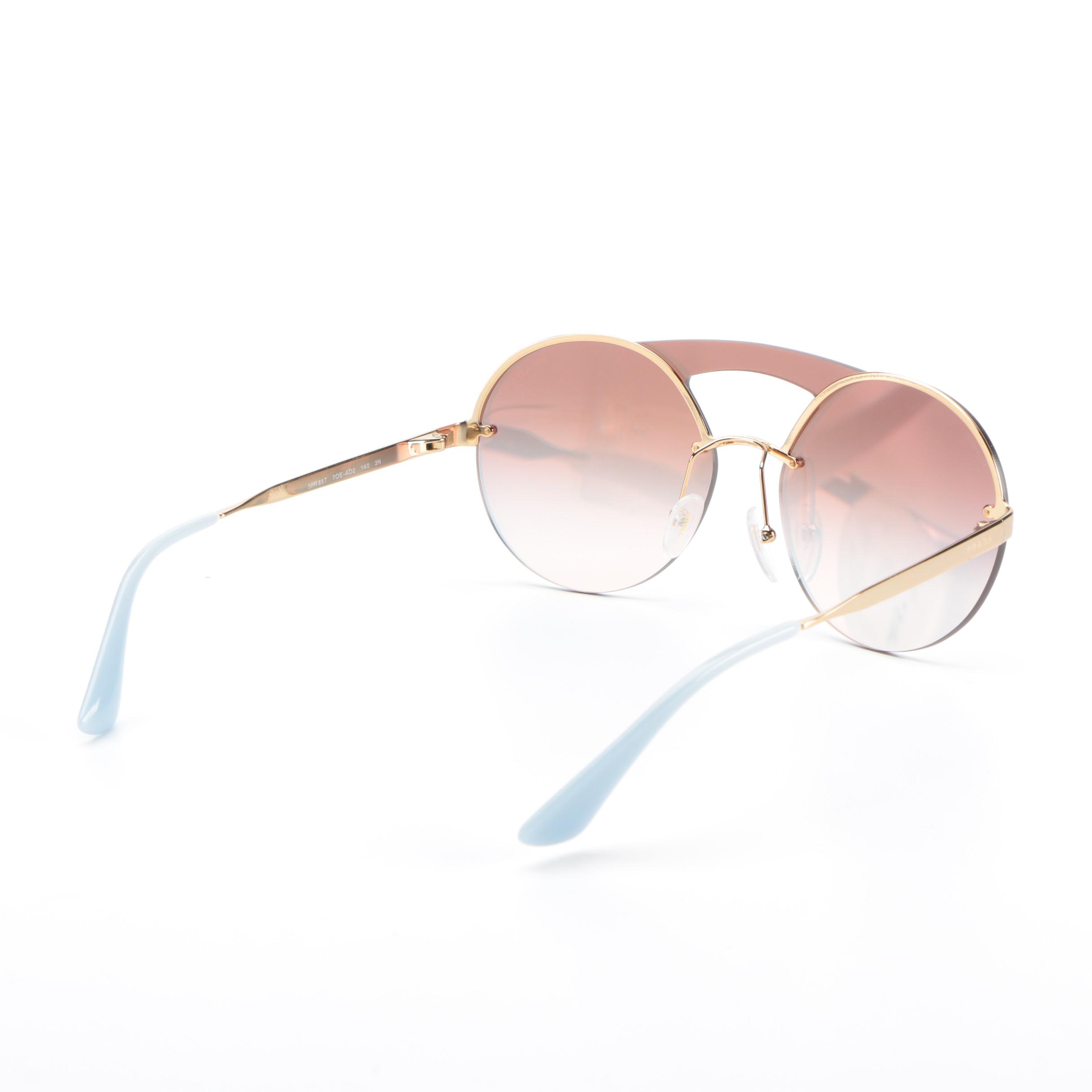 Prada SPR65T Round Sunglasses in Mirrored Ombré