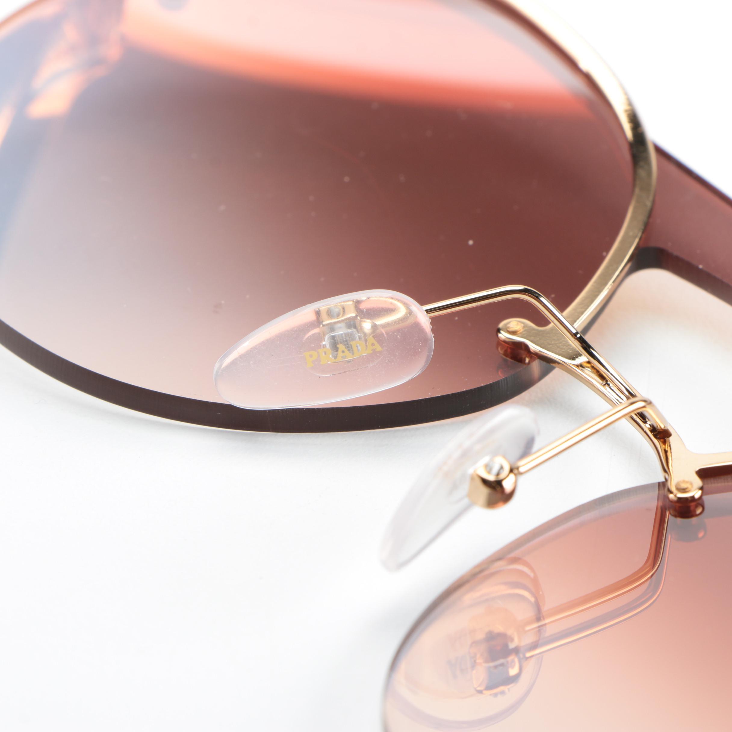 Prada SPR65T Round Sunglasses in Mirrored Ombré