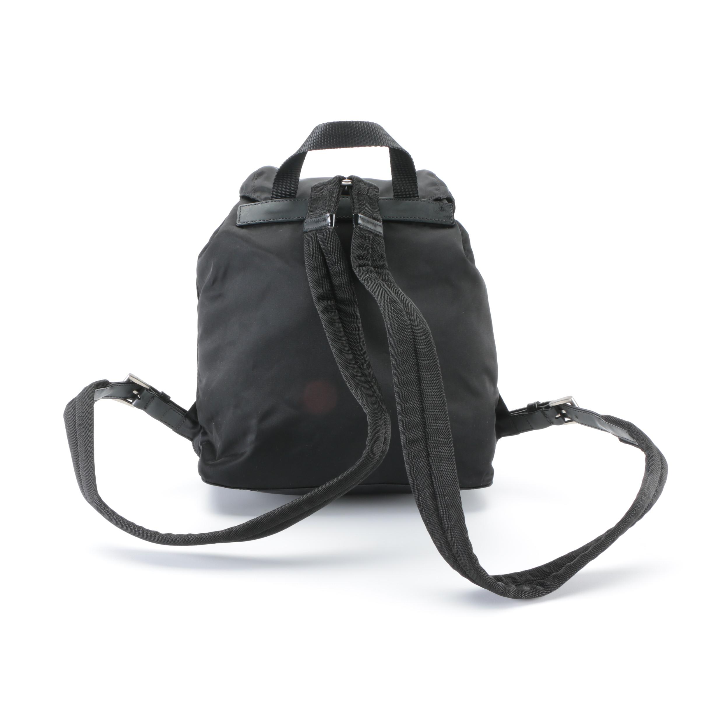 Prada Small Backpack in Black Tessuto Nylon and Smooth Leather