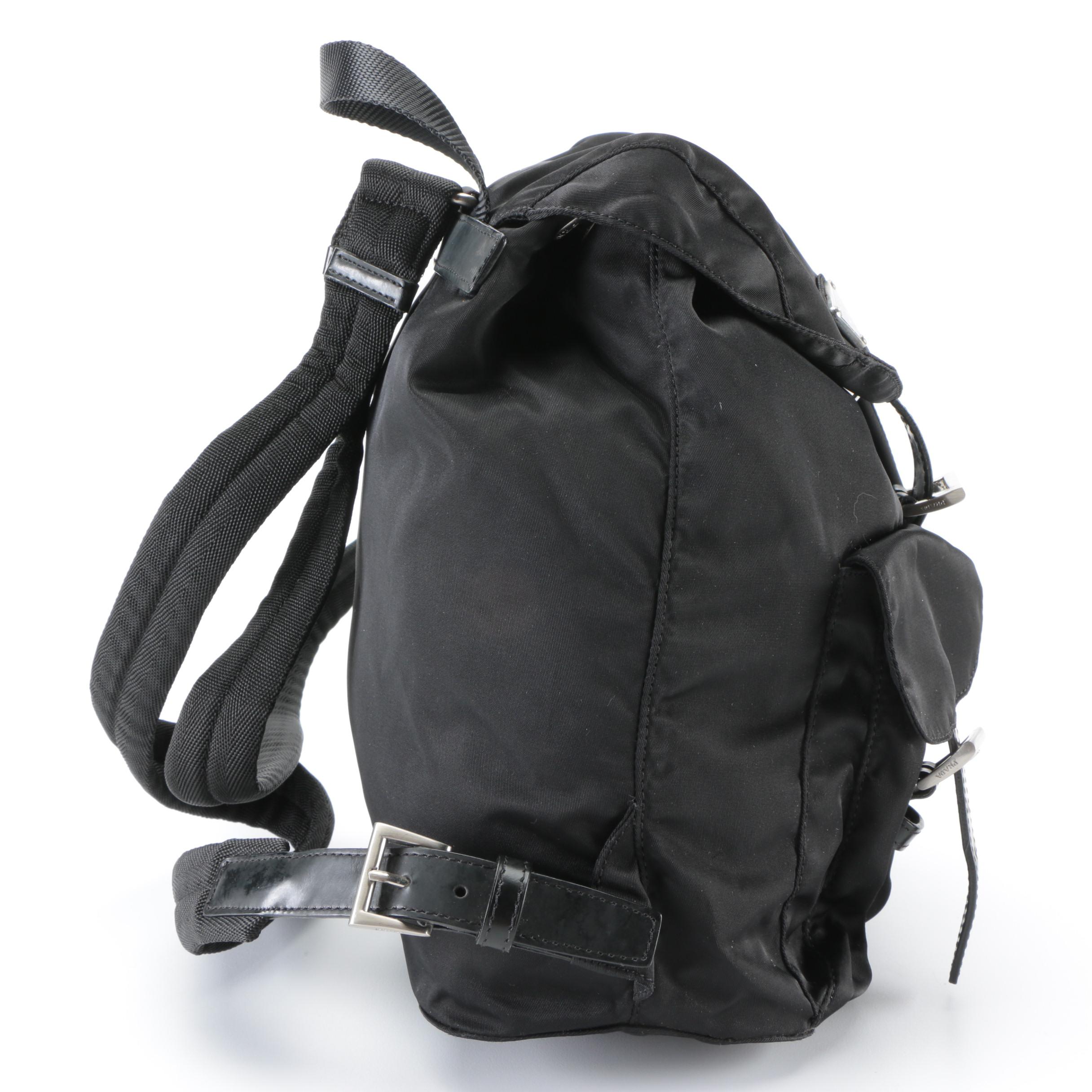 Prada Small Backpack in Black Tessuto Nylon and Smooth Leather