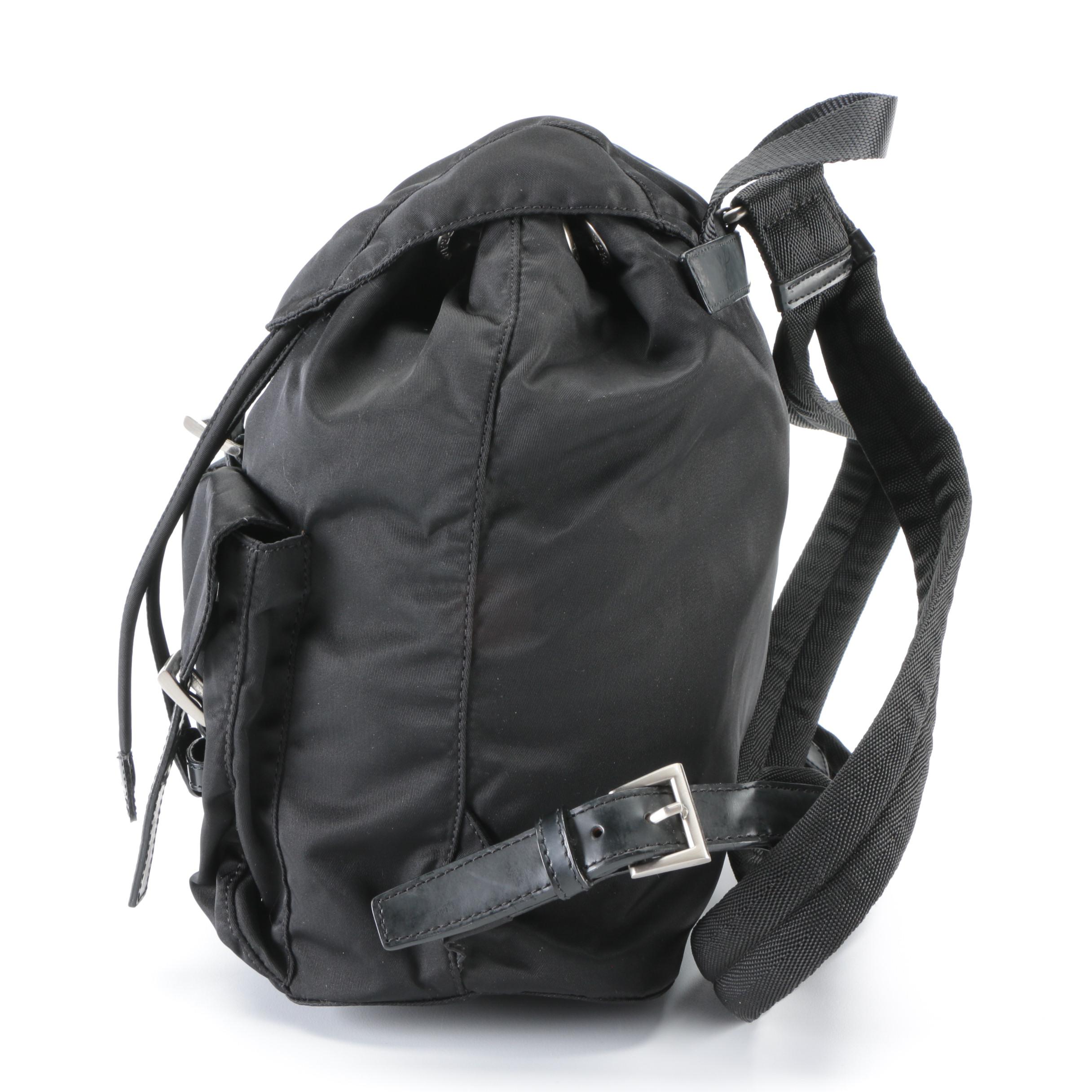 Prada Small Backpack in Black Tessuto Nylon and Smooth Leather