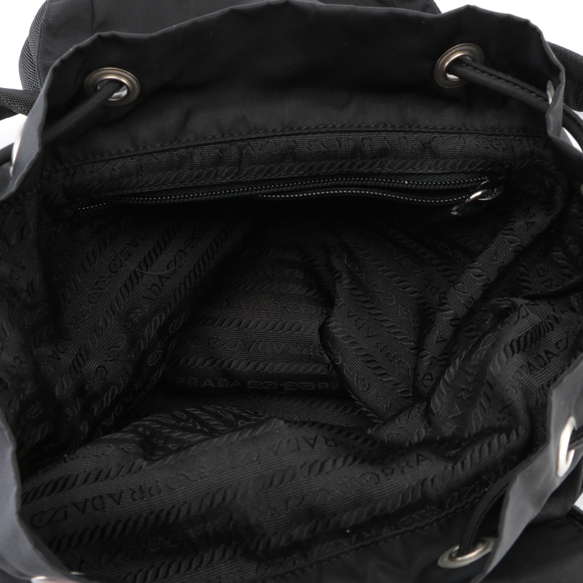 Prada Small Backpack in Black Tessuto Nylon and Smooth Leather