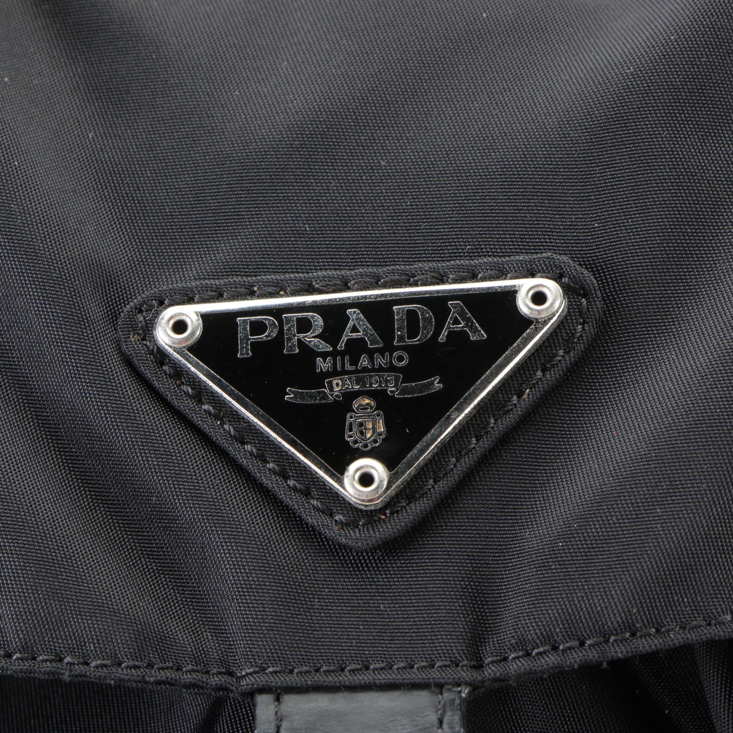 Prada Small Backpack in Black Tessuto Nylon and Smooth Leather