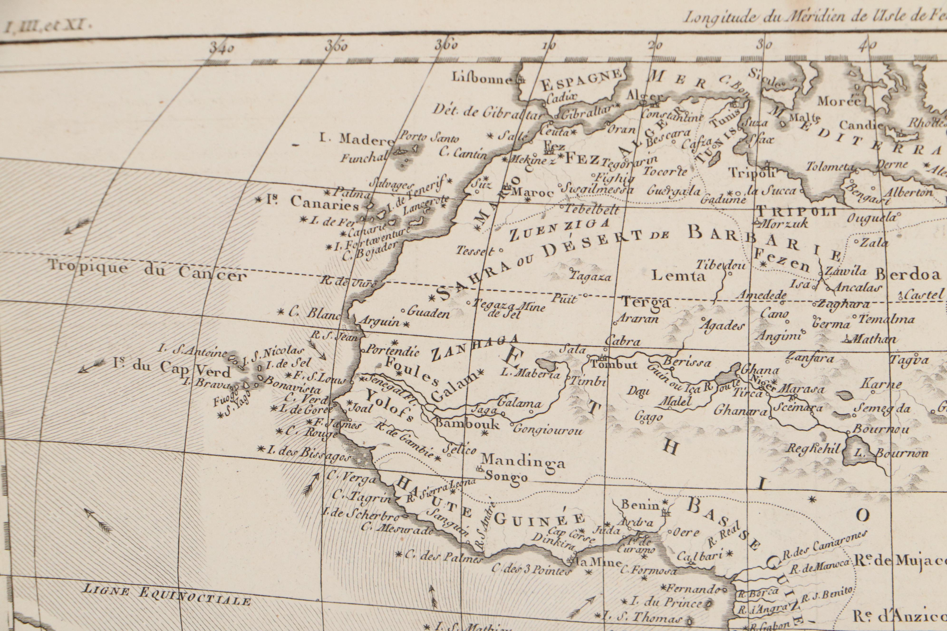 Rigobert Bonne Engraving Map of Africa, 1780