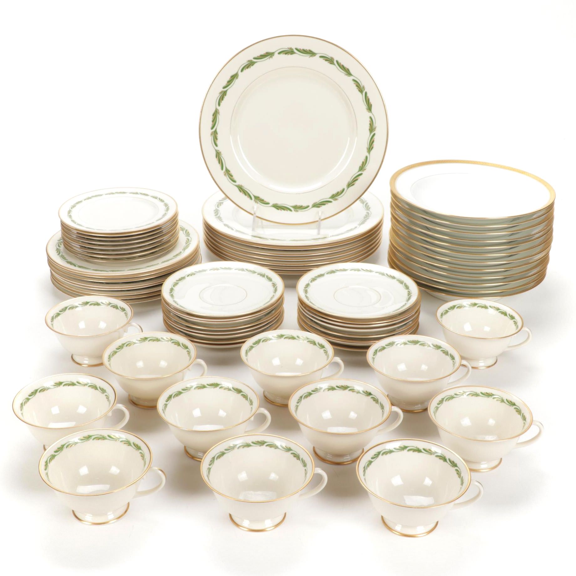 Franciscan China "Arcadia Green"Dinnerware with Haviland Soup Bowls