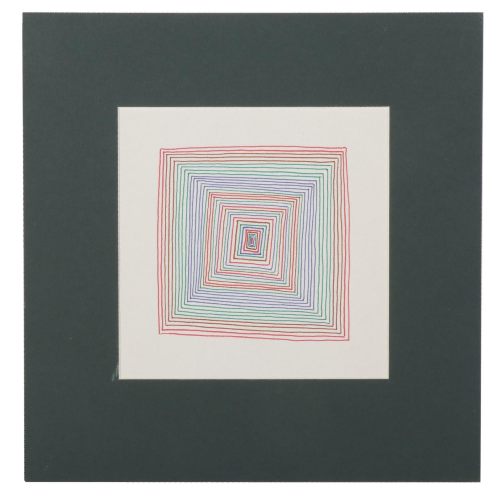 W. Glen Davis Op Art Ink Drawing, Mid-Late 20th Century