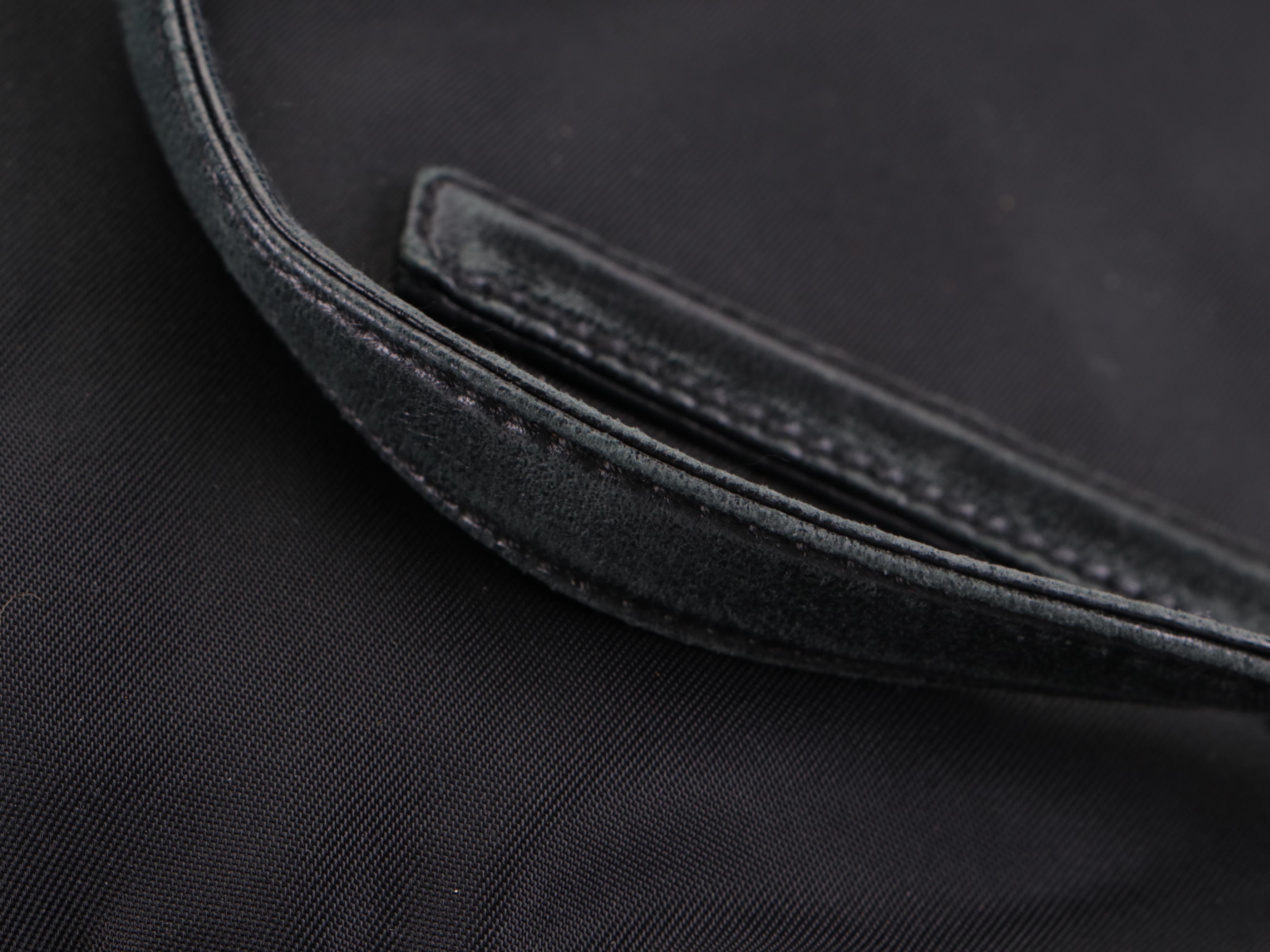 Prada Small Vertical Tote Bag in Black Tessuto Nylon and Black Leather Trim