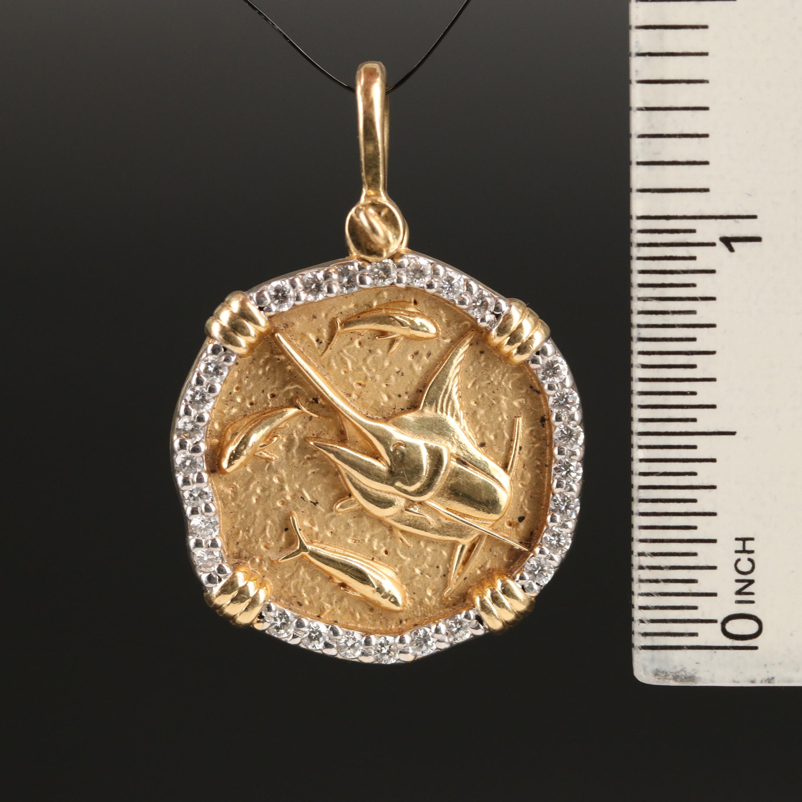 Guy Harvey 18K 0.56 CTW Diamond Blue Marlin Pendant