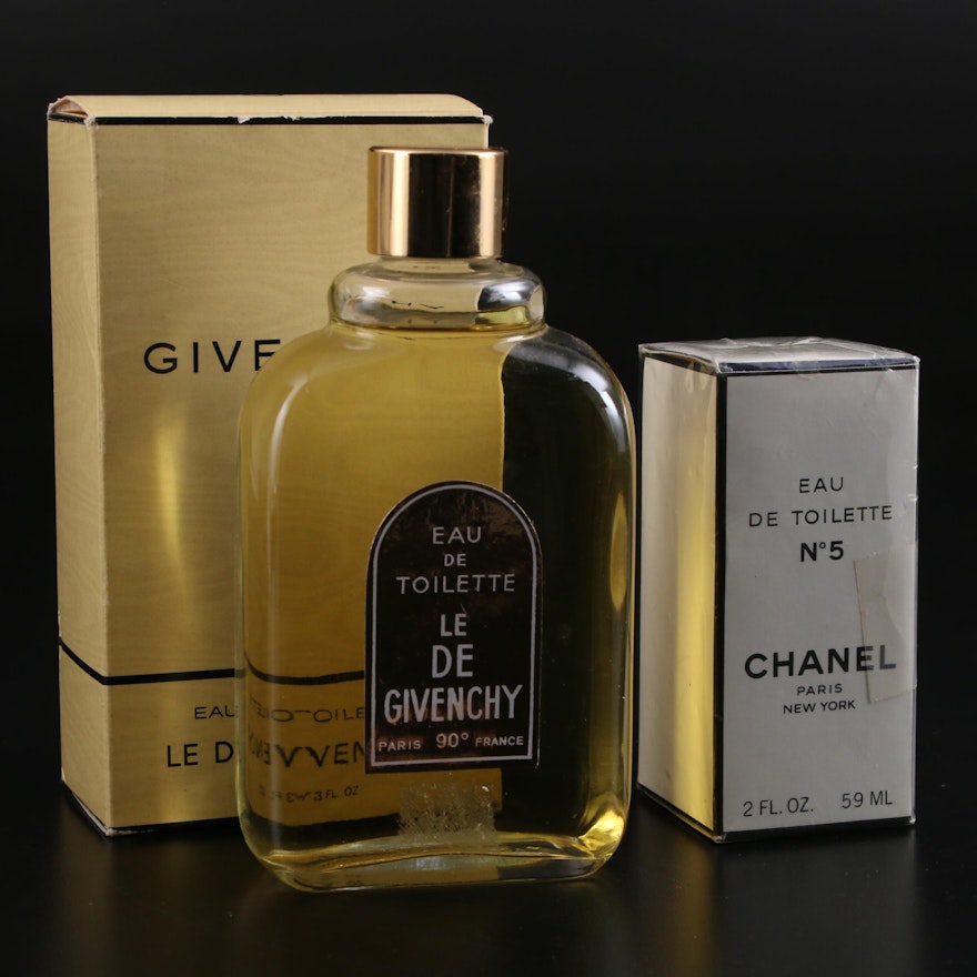 Chanel and Givenchy Eau de Toilette Perfume Bottles