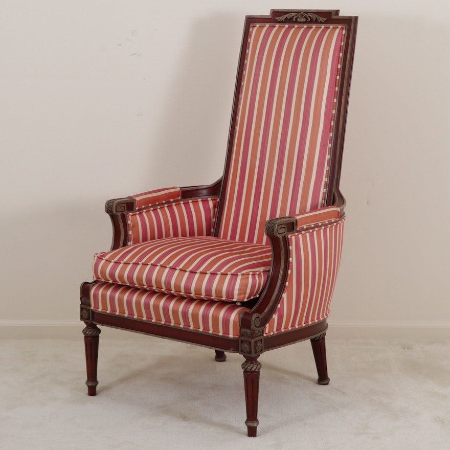 Bernhardt Hibriten Louis XVI Style High-Back Upholstered Armchair