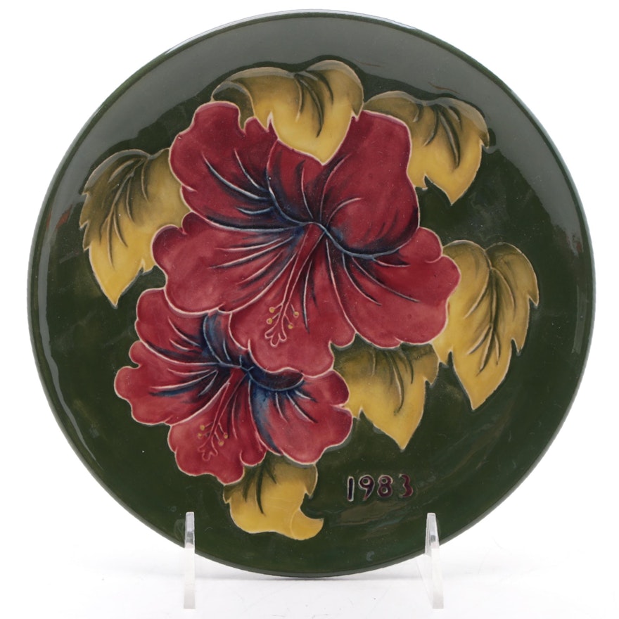 Moorcroft Pottery "Hibiscus" Second Edition Yearly Collectors Plate, 1983