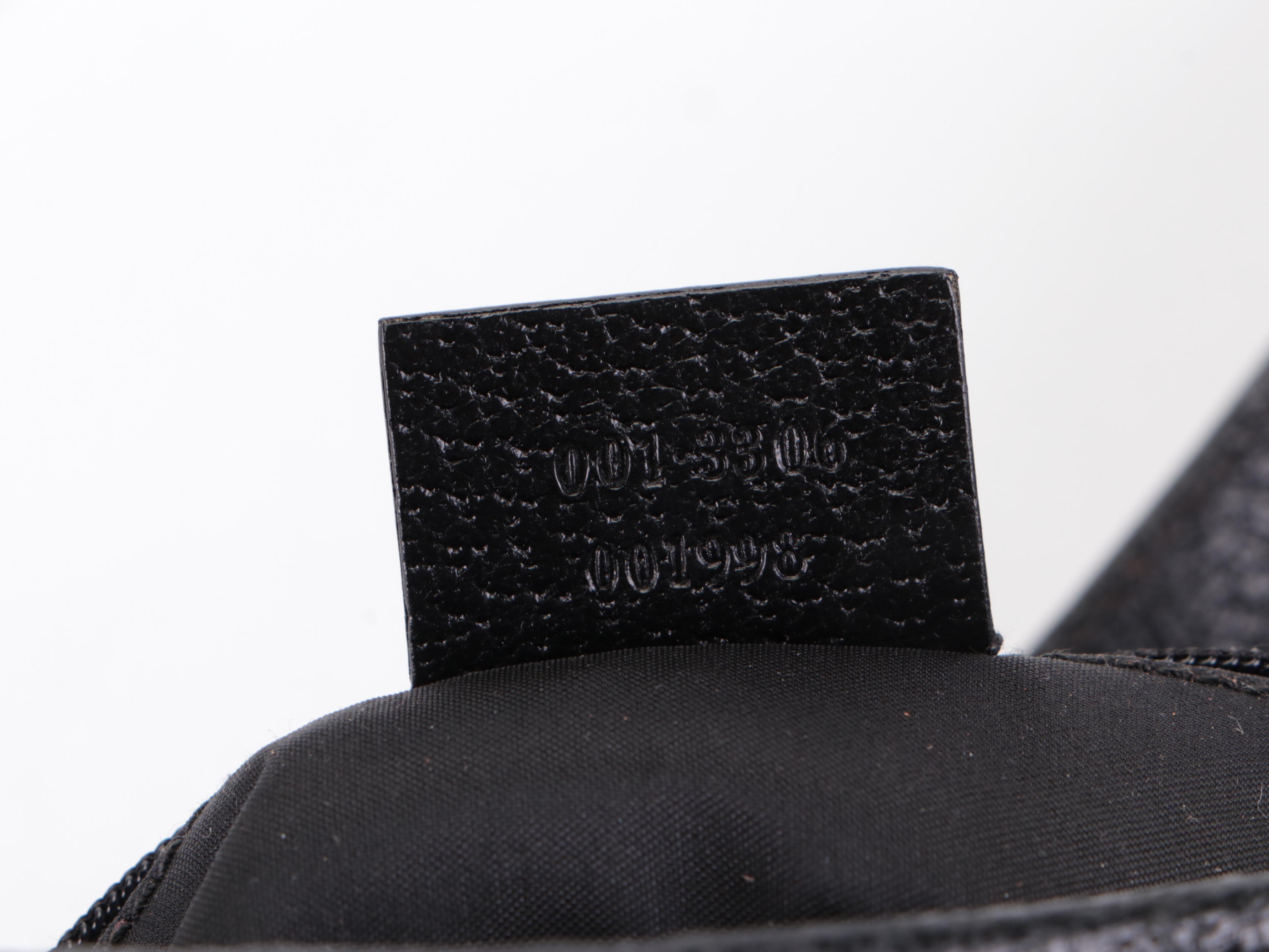 Gucci Jackie Hobo Shoulder Bag in Black Nylon Canvas and Leather