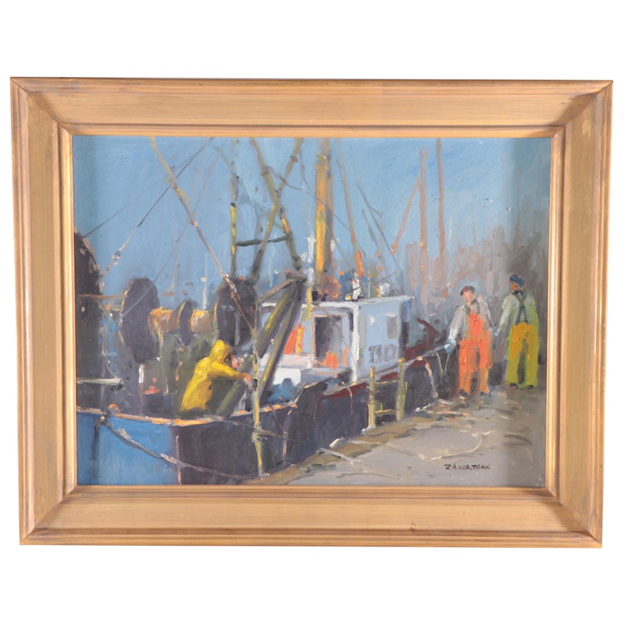 Robert Alan Waltsak Nautical Scene Oil Painting