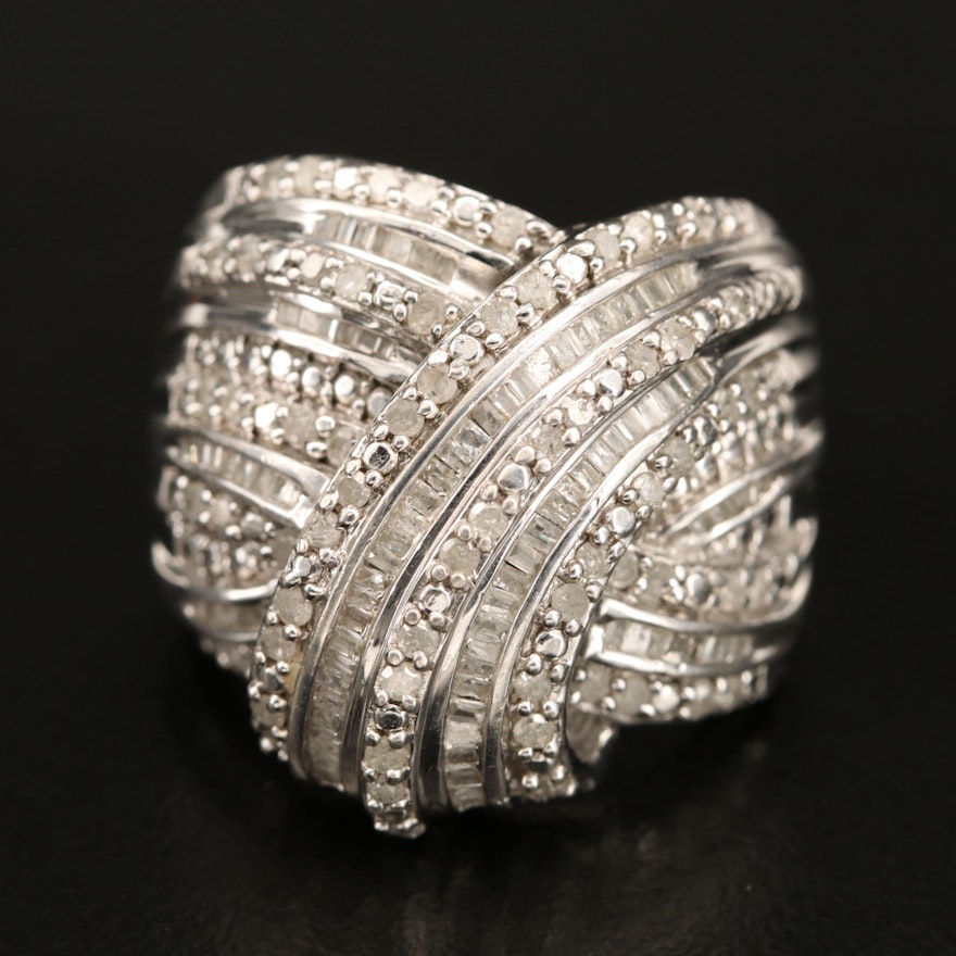 Sterling Diamond Crossover Ring