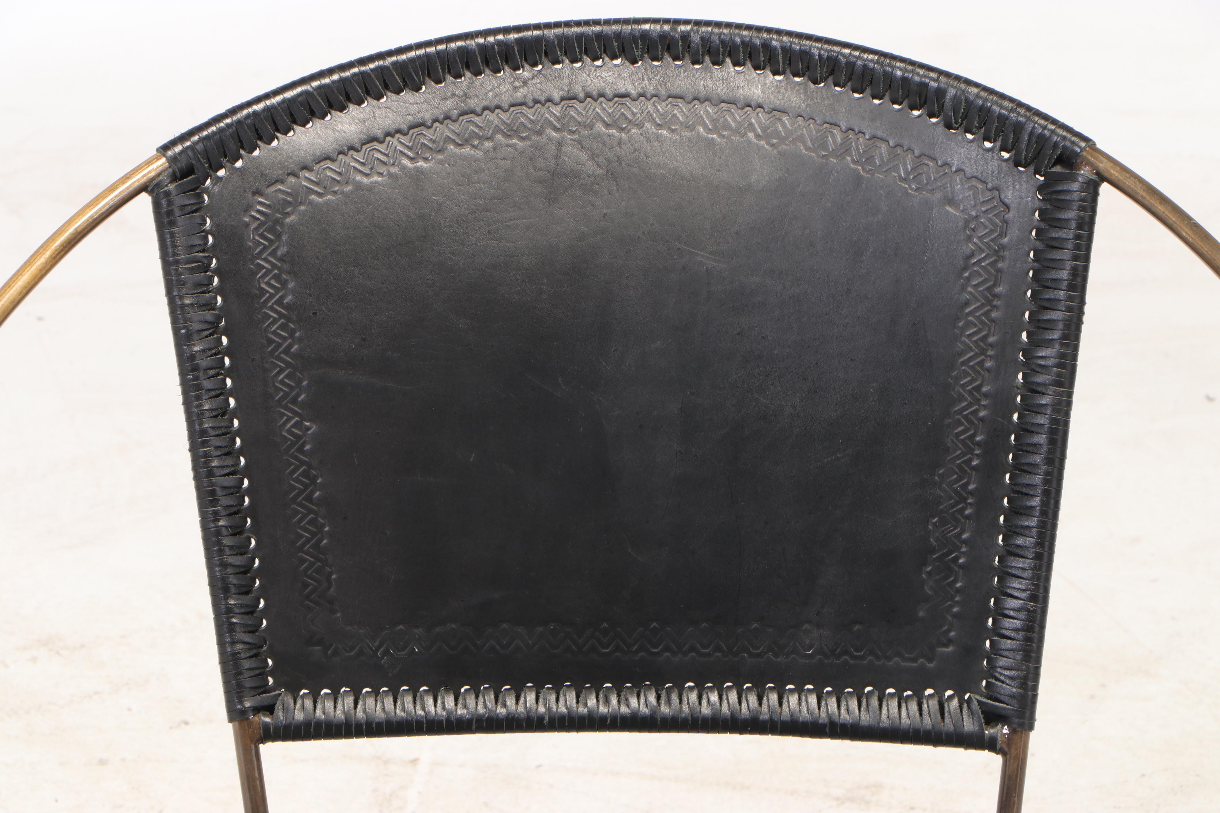 CB2 "Micaela" Embossed Leather and Brass Ring Frame Side Chair