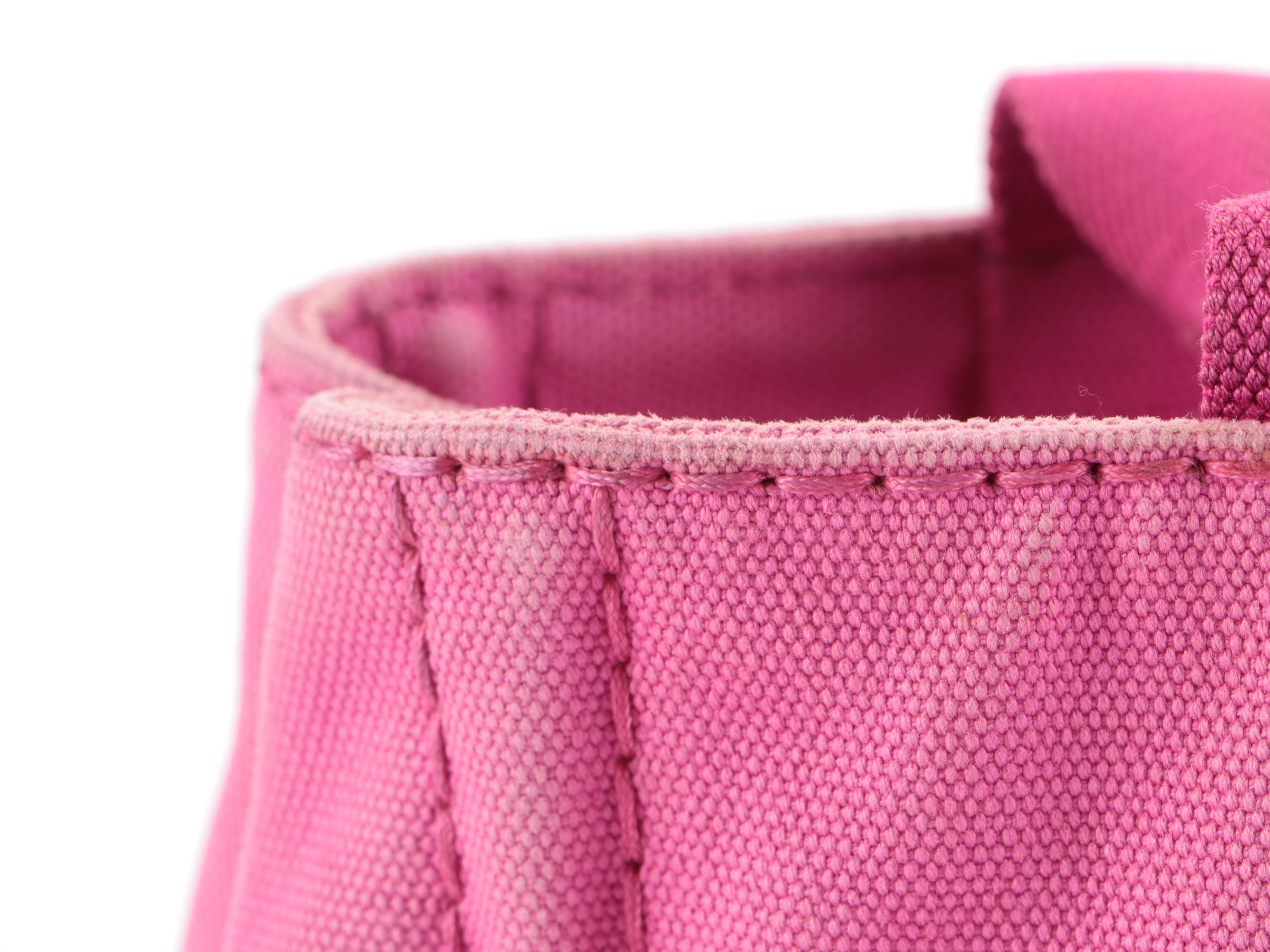 Prada Canapa Canvas Logo Small Tote Small in Pink