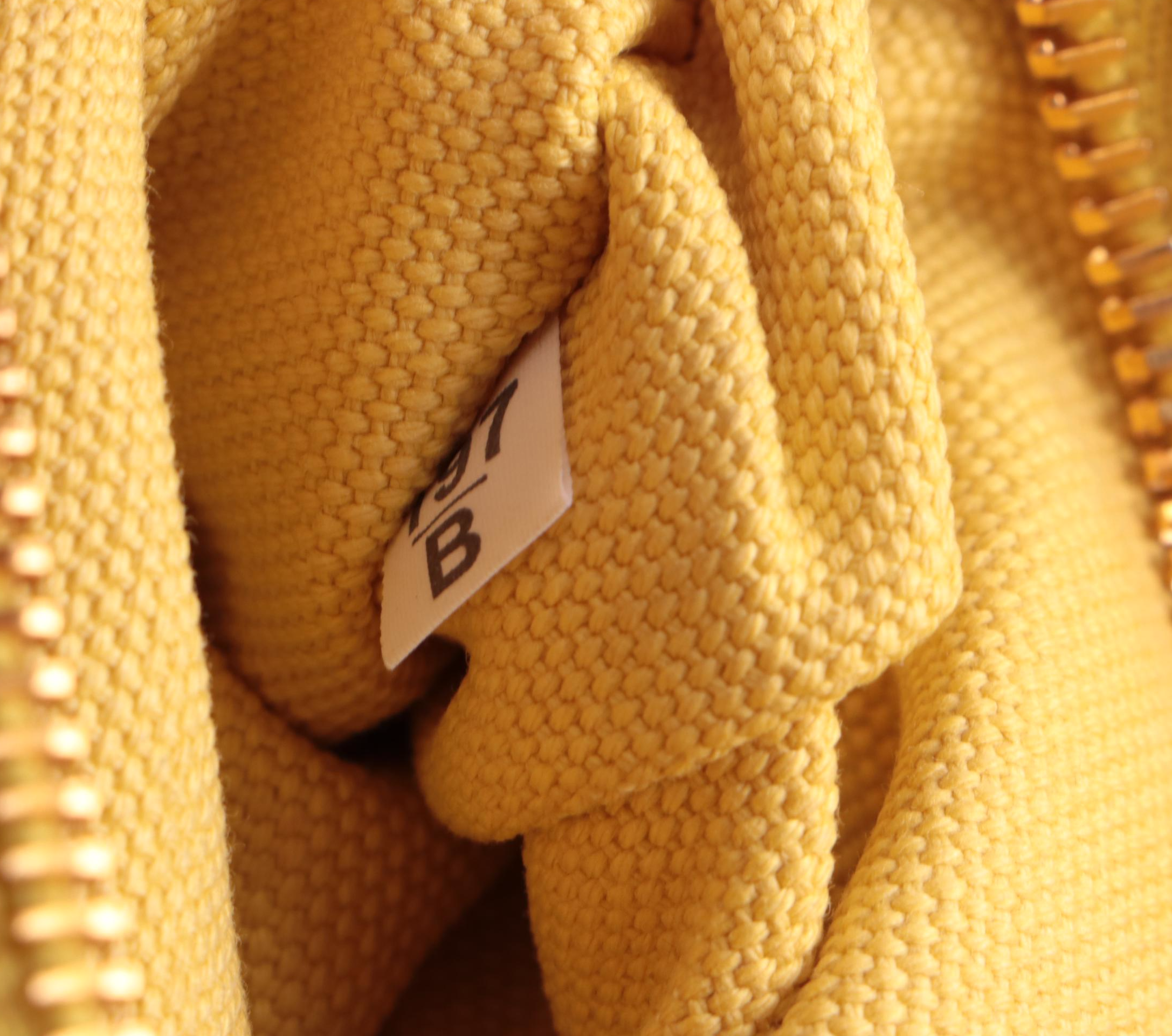 Prada Small Canapa Logo Tote Bag in Yellow Canvas