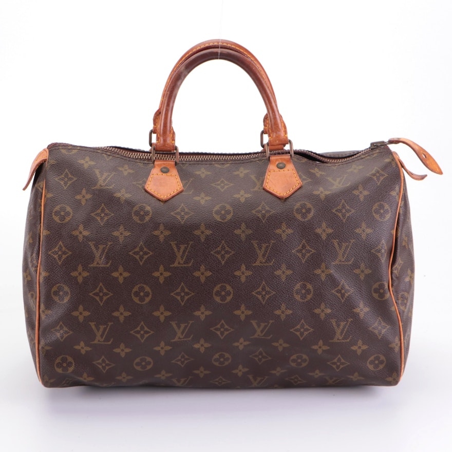 Louis Vuitton Speedy 35 Monogram Coated Canvas and Vachetta Leather