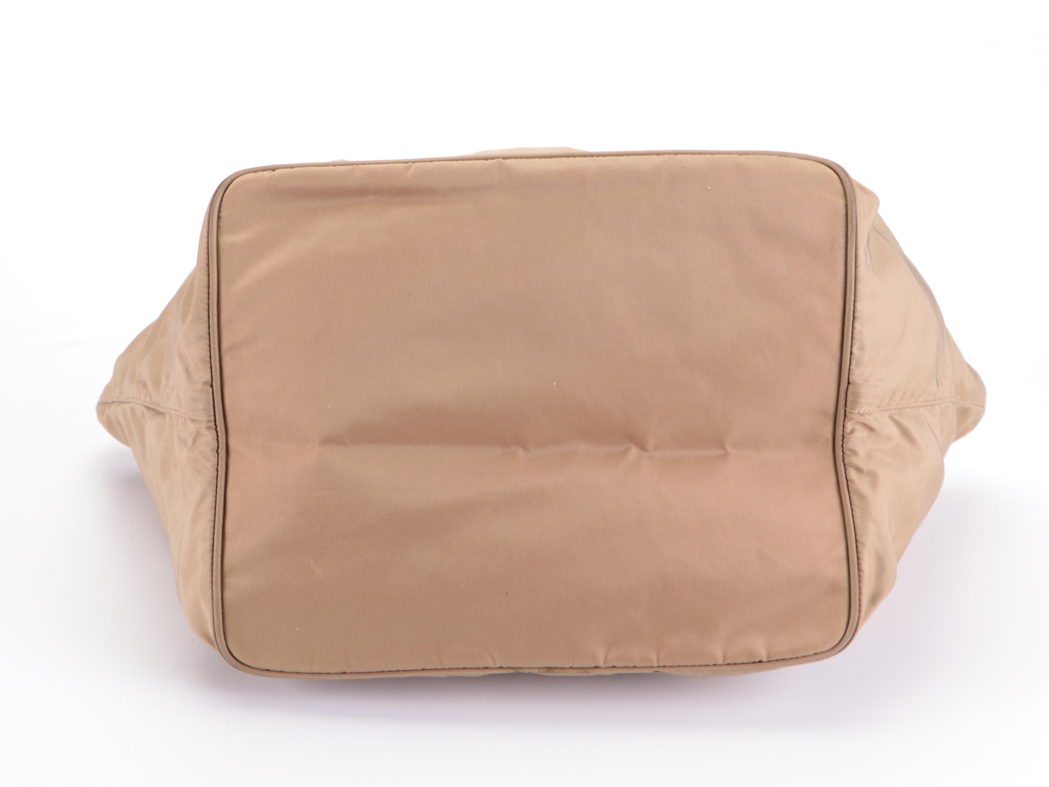 Prada Zip-Top Shoulder Tote Bag in Nylon Tessuto with Leather Trim