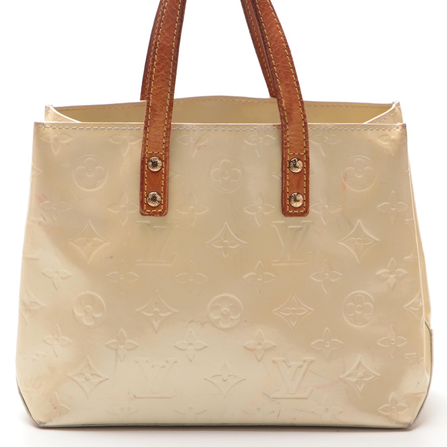 Louis Vuitton Reade PM Tote Bag in Perle Monogram Vernis and Vachetta Leather