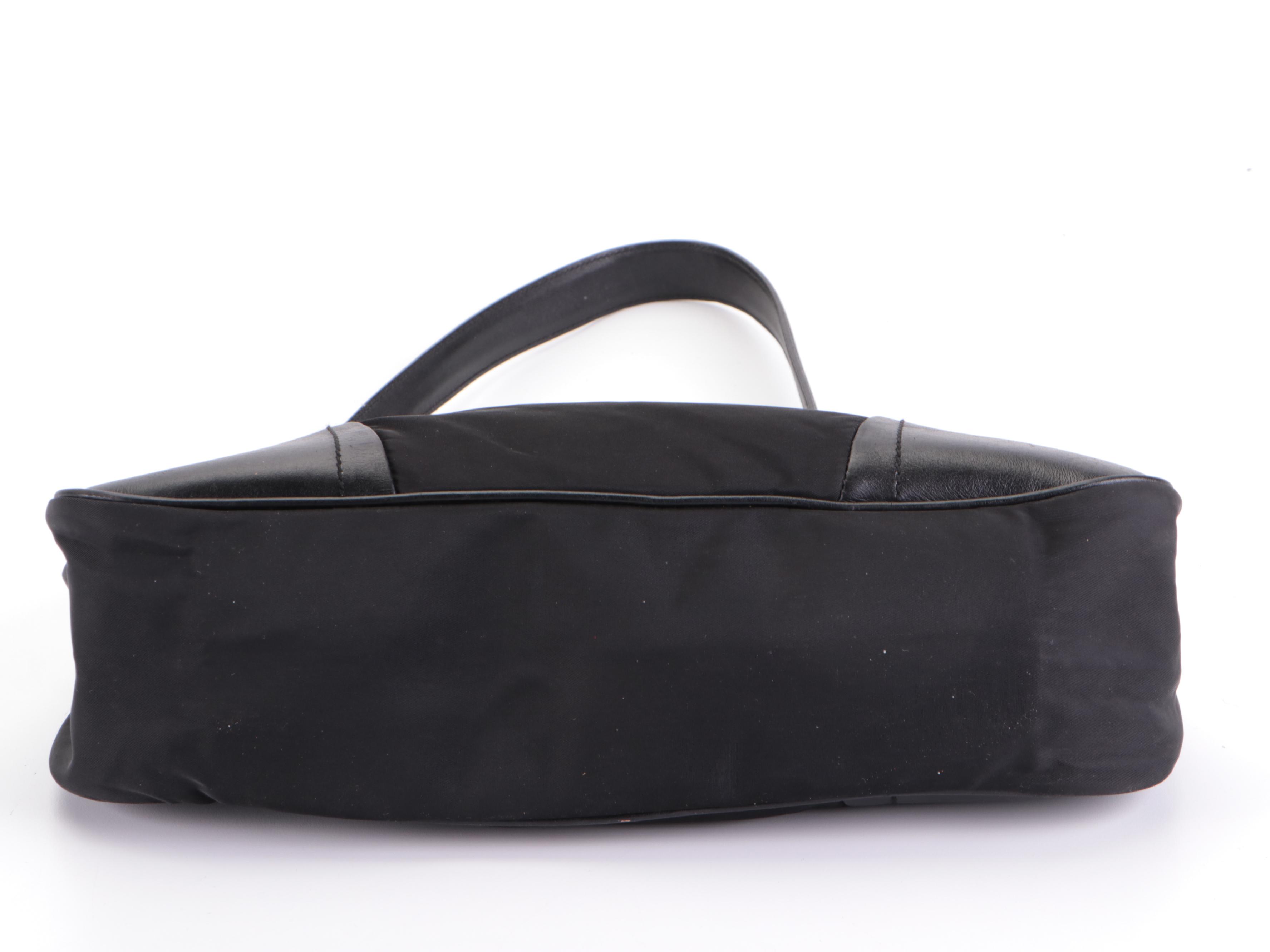 Prada Small Shoulder Bag in Black Tessuto Nylon and Smooth Leather