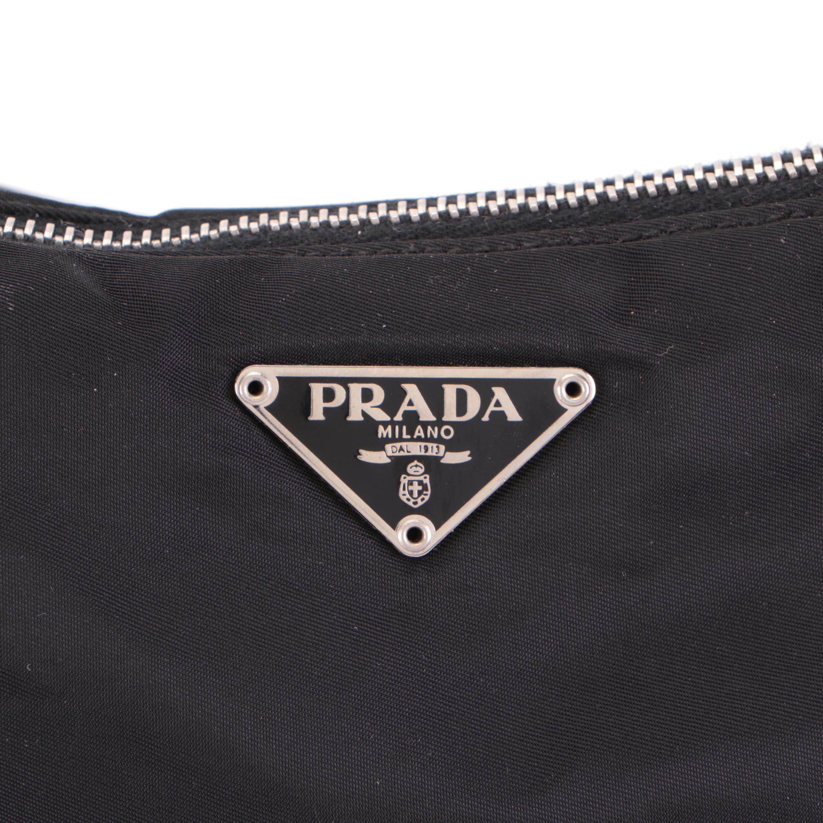 Prada Small Shoulder Bag in Black Tessuto Nylon and Smooth Leather