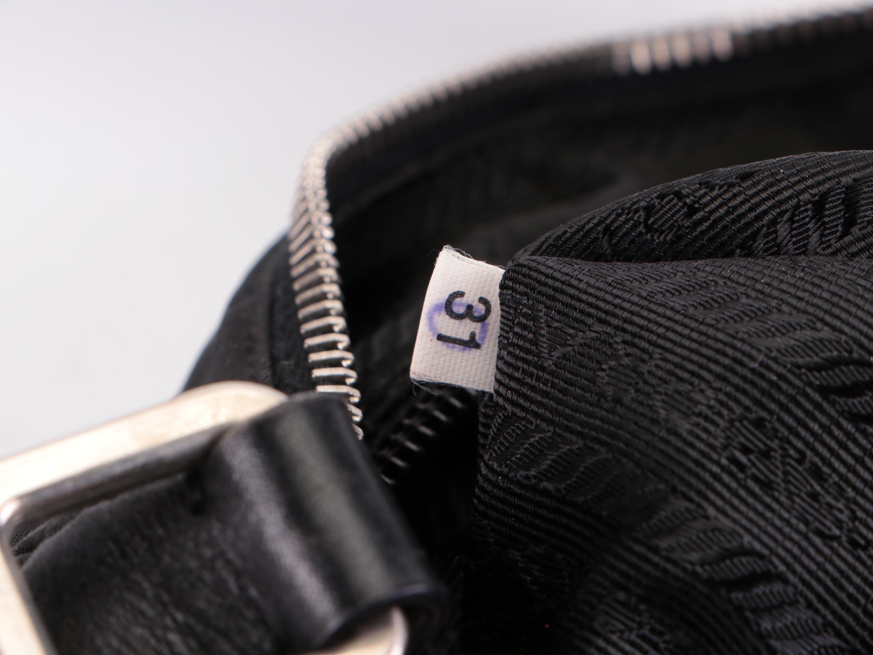 Prada Small Shoulder Bag in Black Tessuto Nylon and Smooth Leather