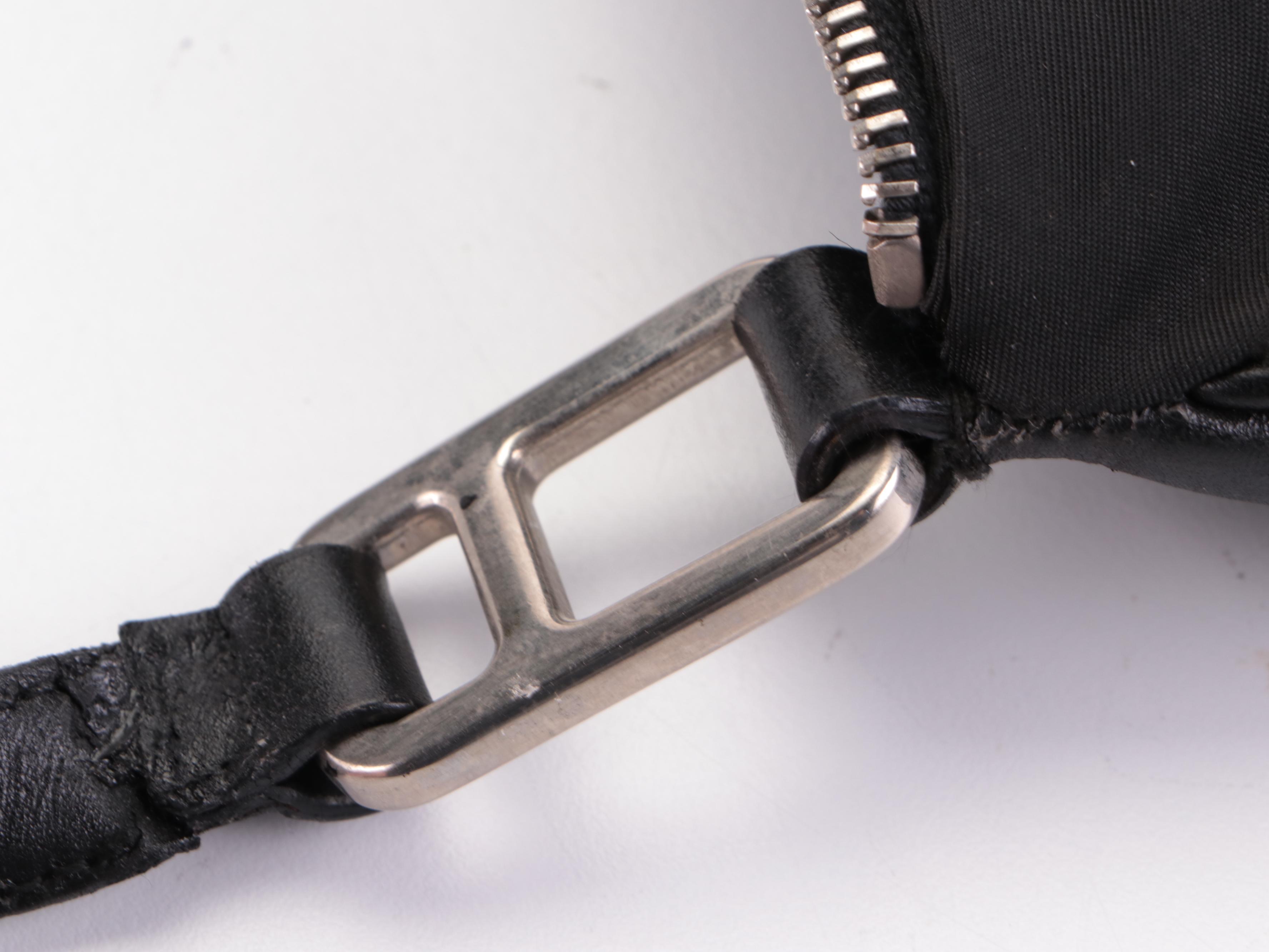 Prada Small Shoulder Bag in Black Tessuto Nylon and Smooth Leather