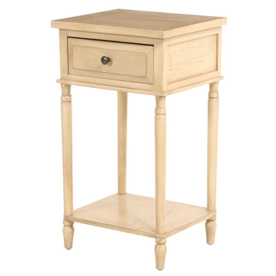 Contemporary Painted Oak and Hardwood Two-Tier Side Table