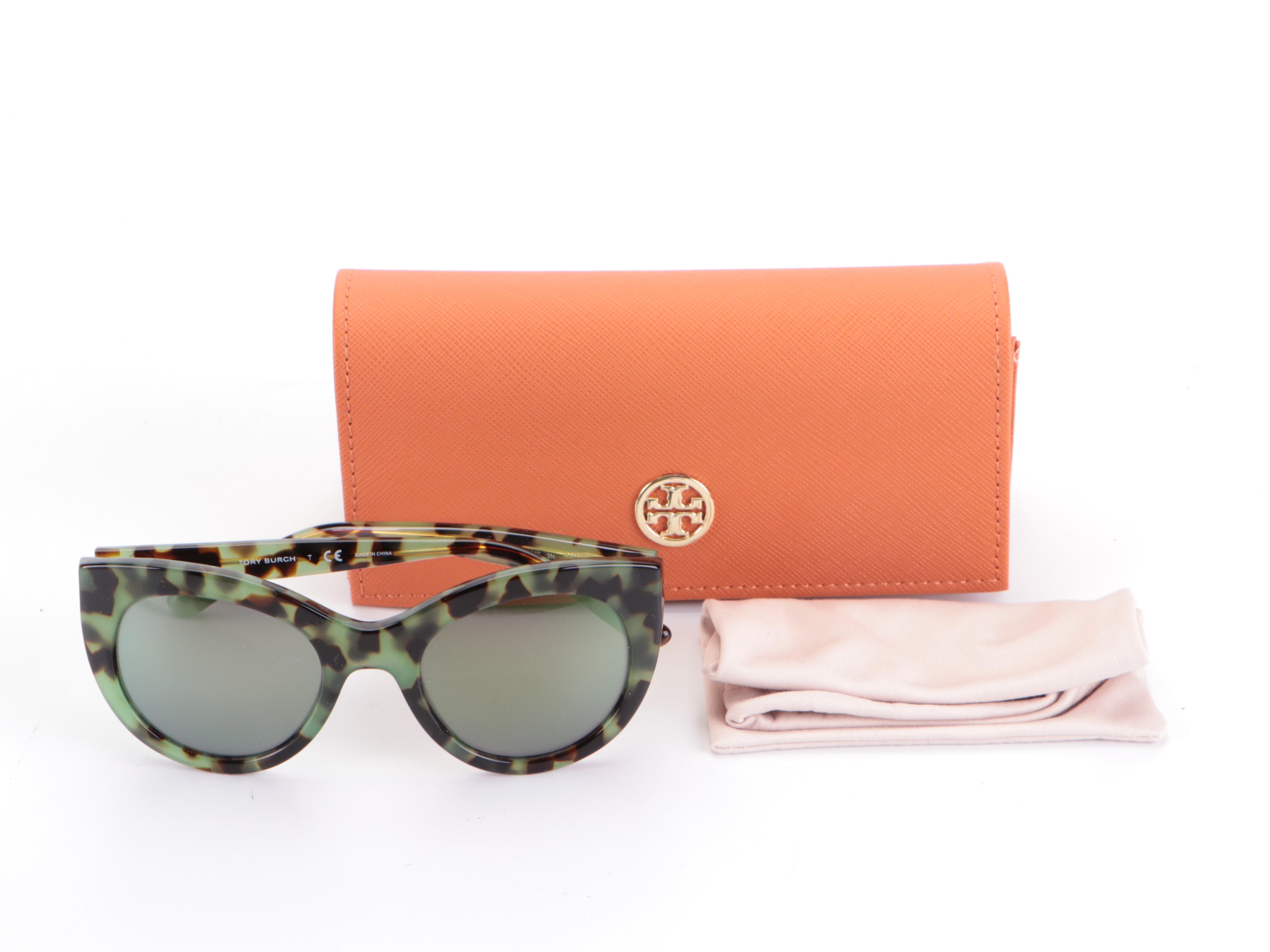 Tory Burch TY7115 Butterfly Sunglasses in Green Havana with Case