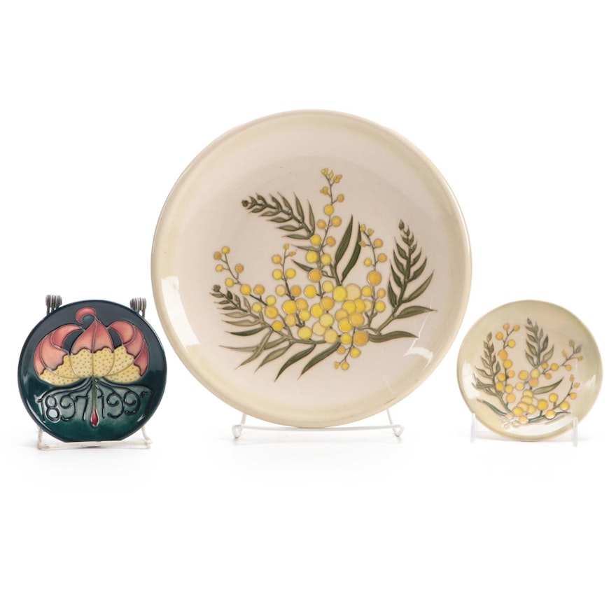 Moorcroft Pottery Centennial Plate, Wall Hanging Plate and Small Plate