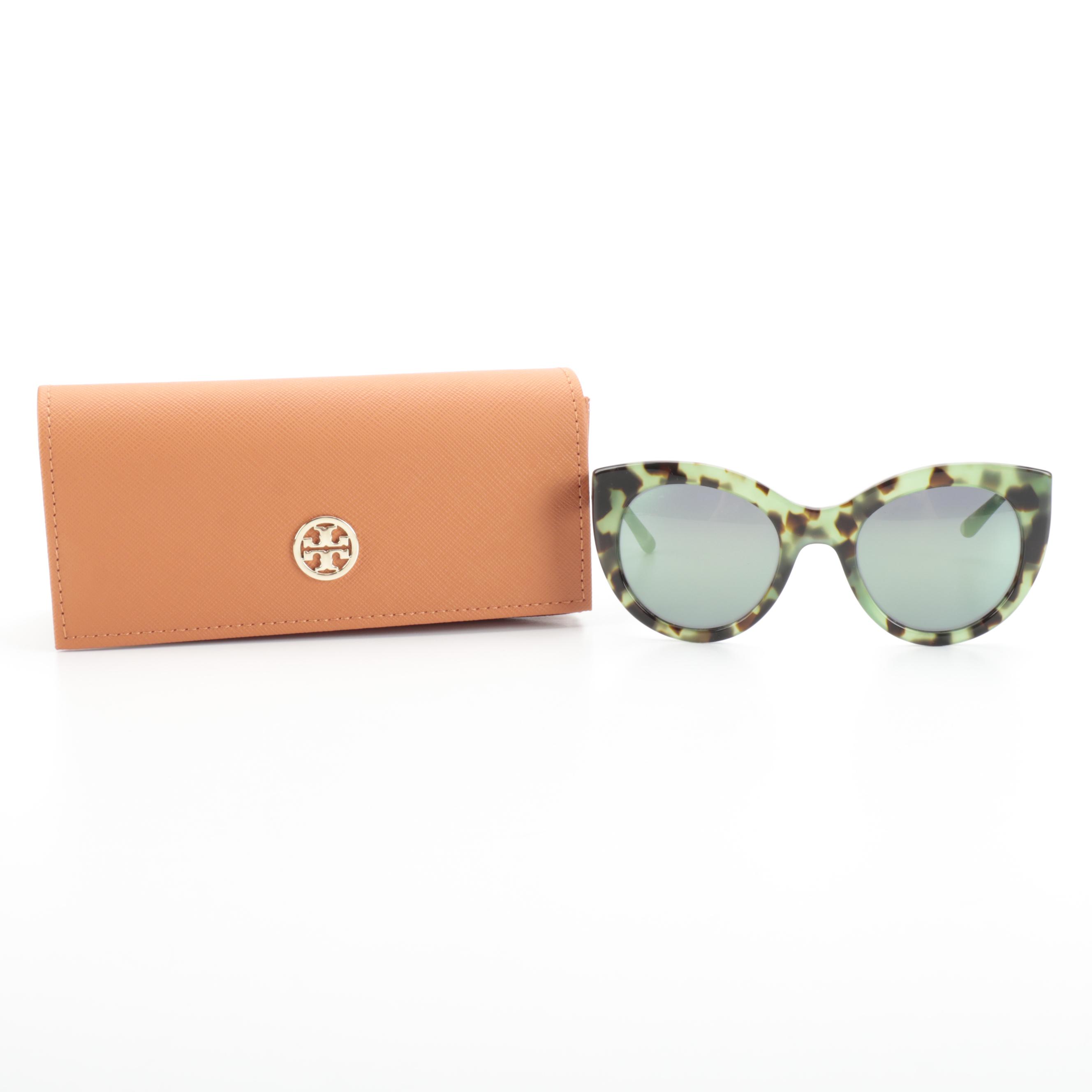 Tory Burch TY7115 Green Havana Sunglasses with Case and Box