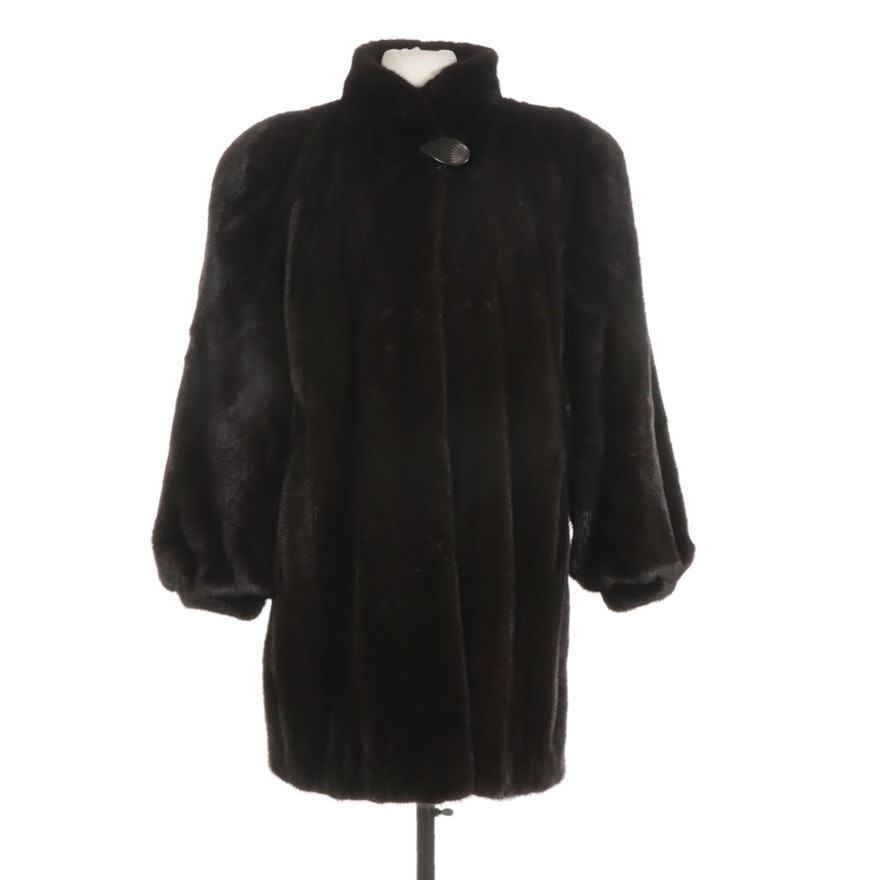 Blackglama Mink Fur Stroller Coat with Banded Cuffs from Evans Furs