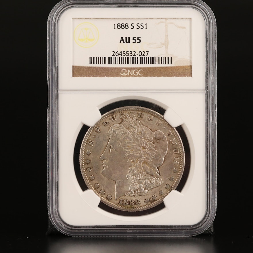 Better Date NGC AU55 1888-S Morgan Silver Dollar