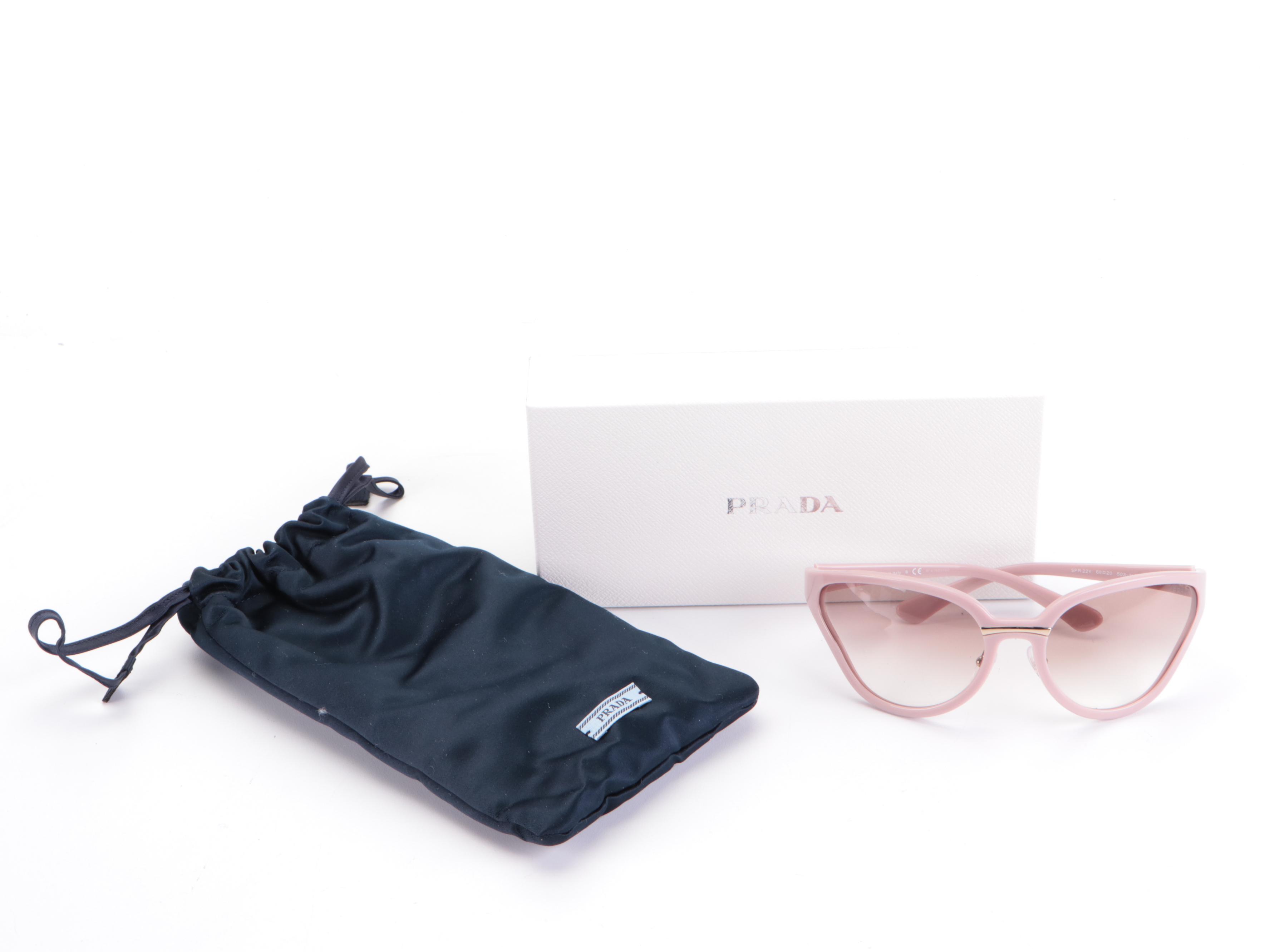 Prada SPR22V Oversized Light Pink Gradient Lens Sunglasses with Box and Case
