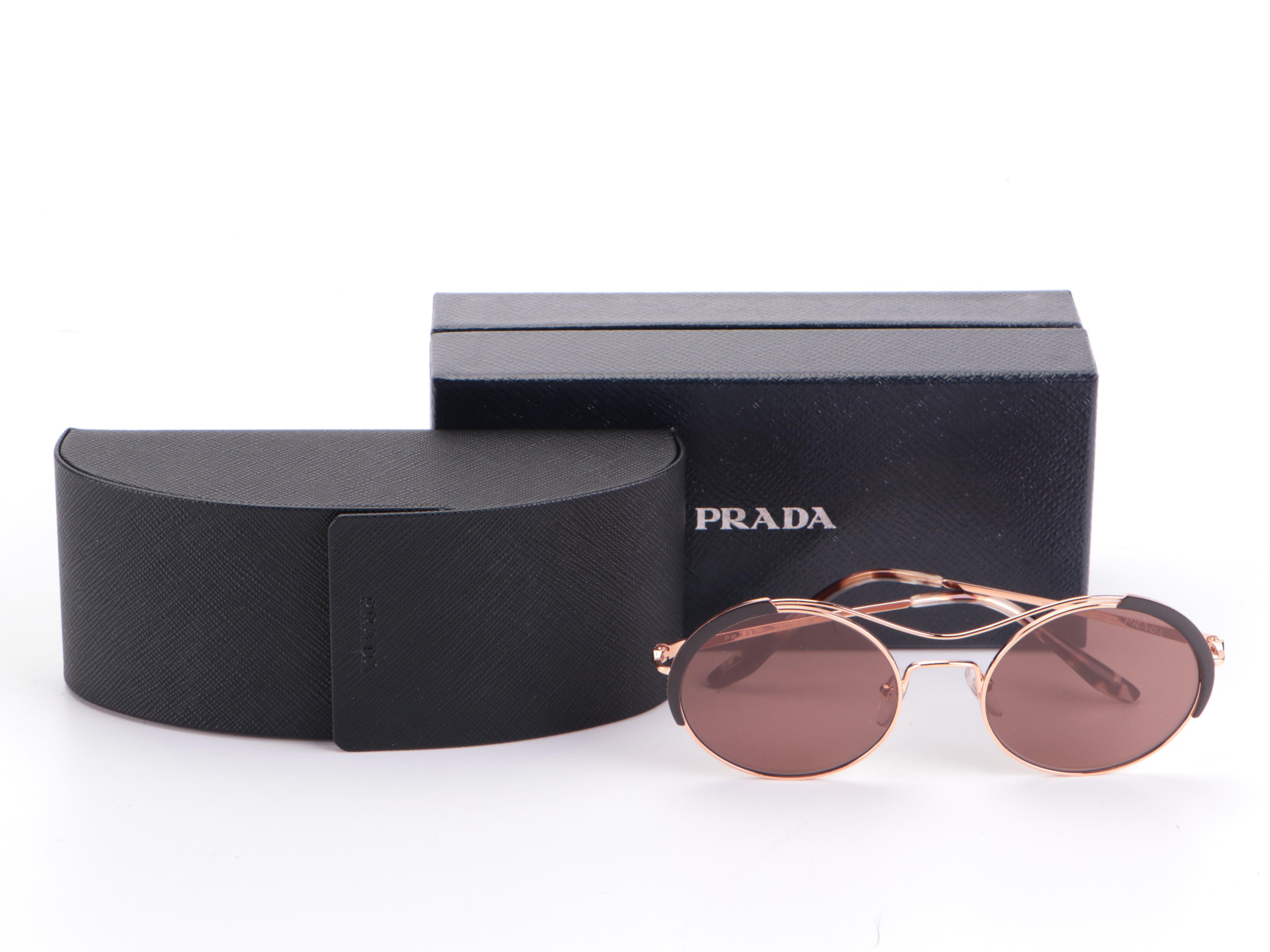 Prada SPR55V Rose Gold-Havana Sunglasses with Box and Case