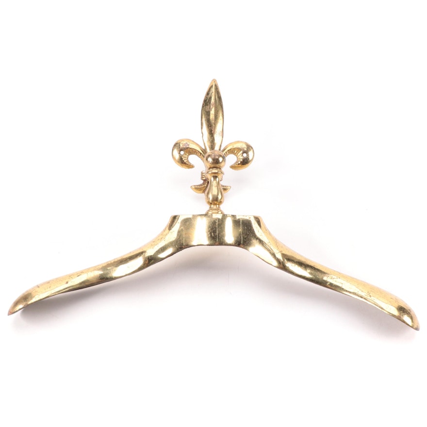 Brass Wall-Mounted Fleur-de-Lis Hanger, 20th Century