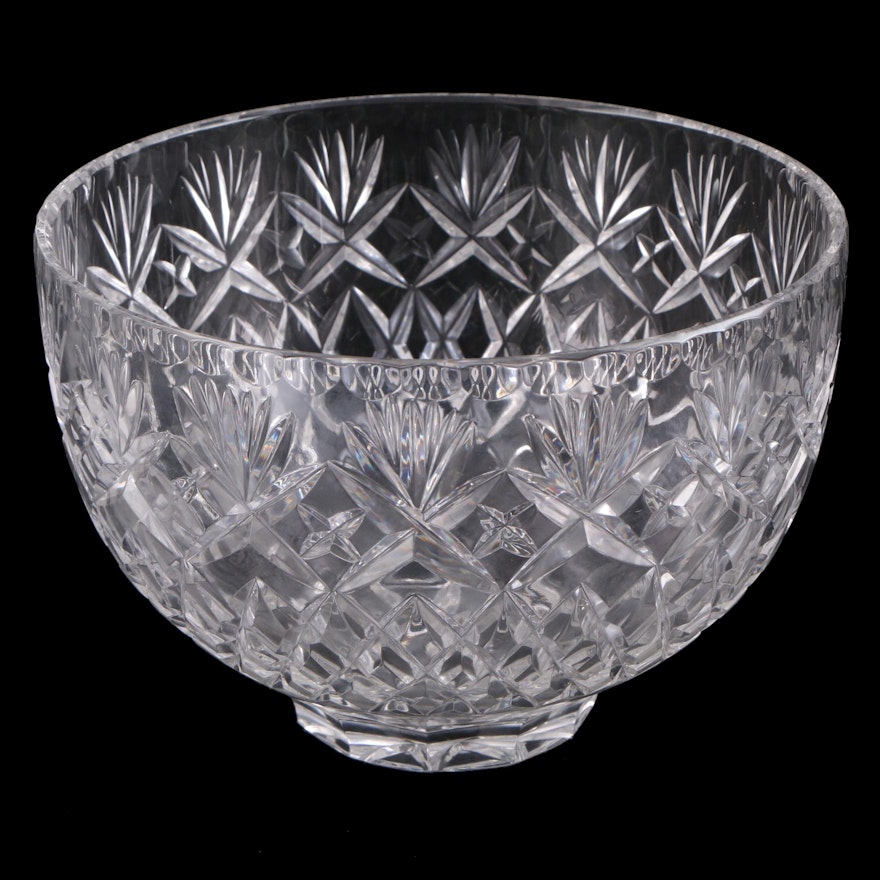 Footed Cut Crystal Bowl, Late 20th Century