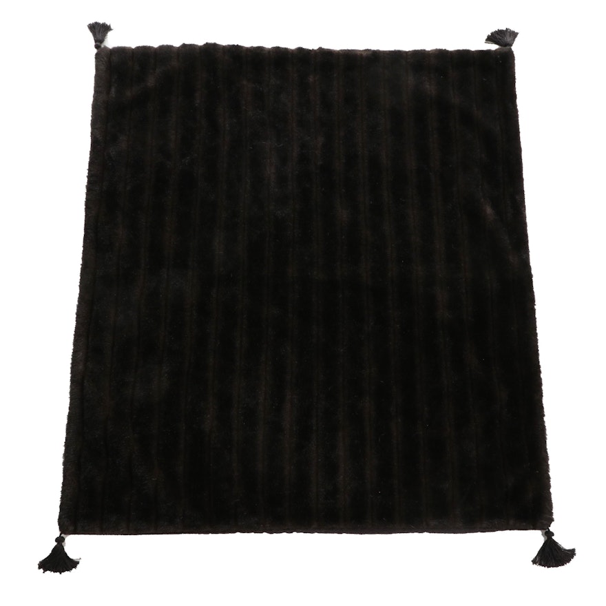 Faux Fur Throw Blanket with Tassels