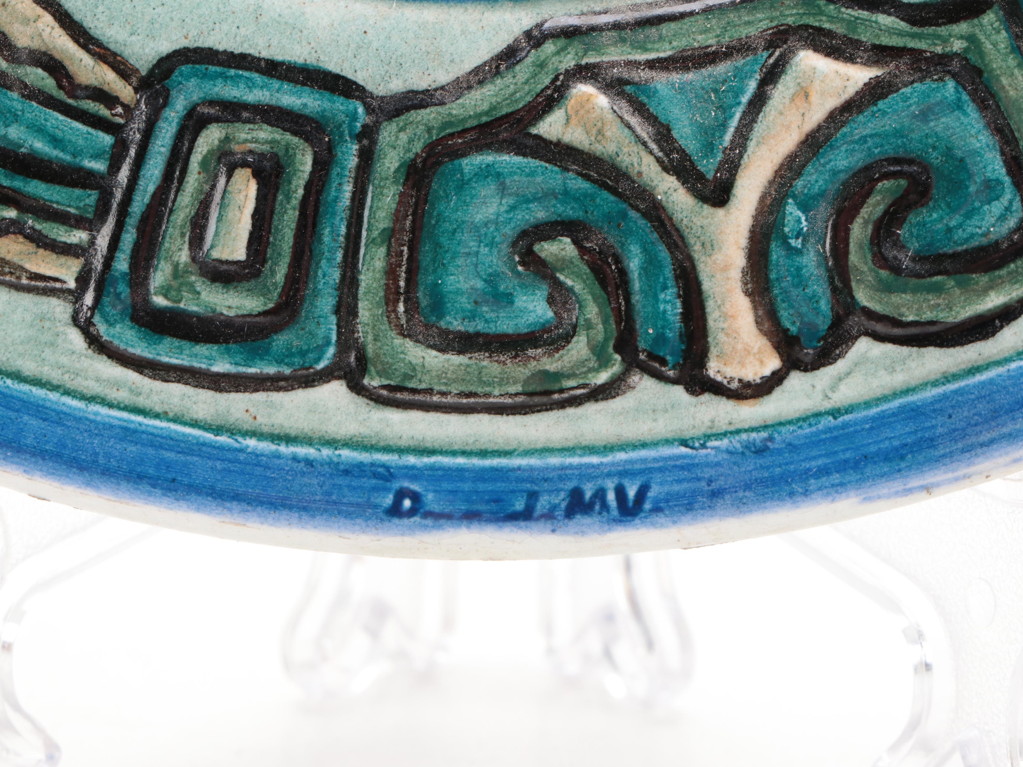 Mexican Glazed Ceramic Plate with Icaro Rodi Madonna Ceramic Tile, 20th Century