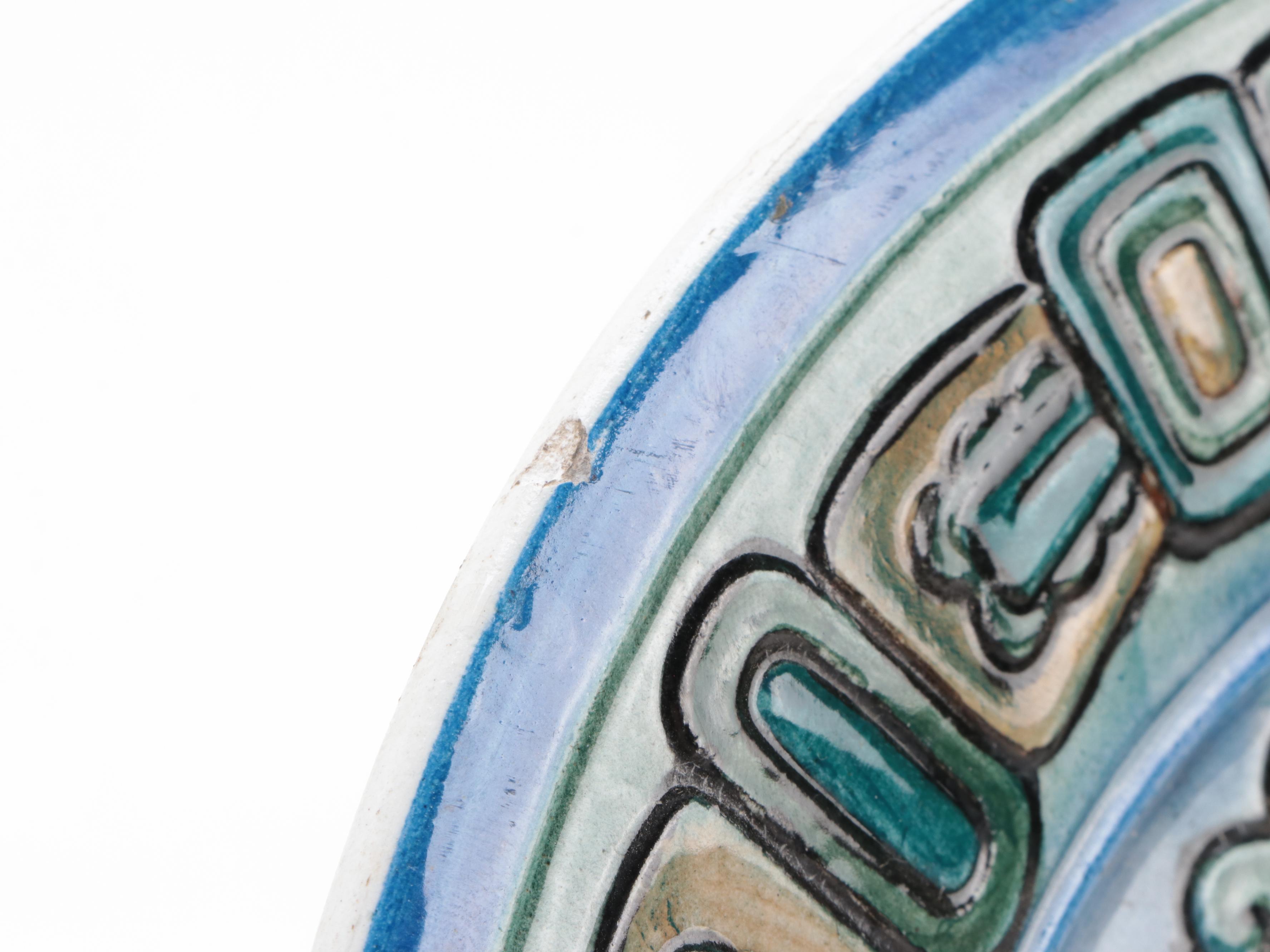 Mexican Glazed Ceramic Plate with Icaro Rodi Madonna Ceramic Tile, 20th Century