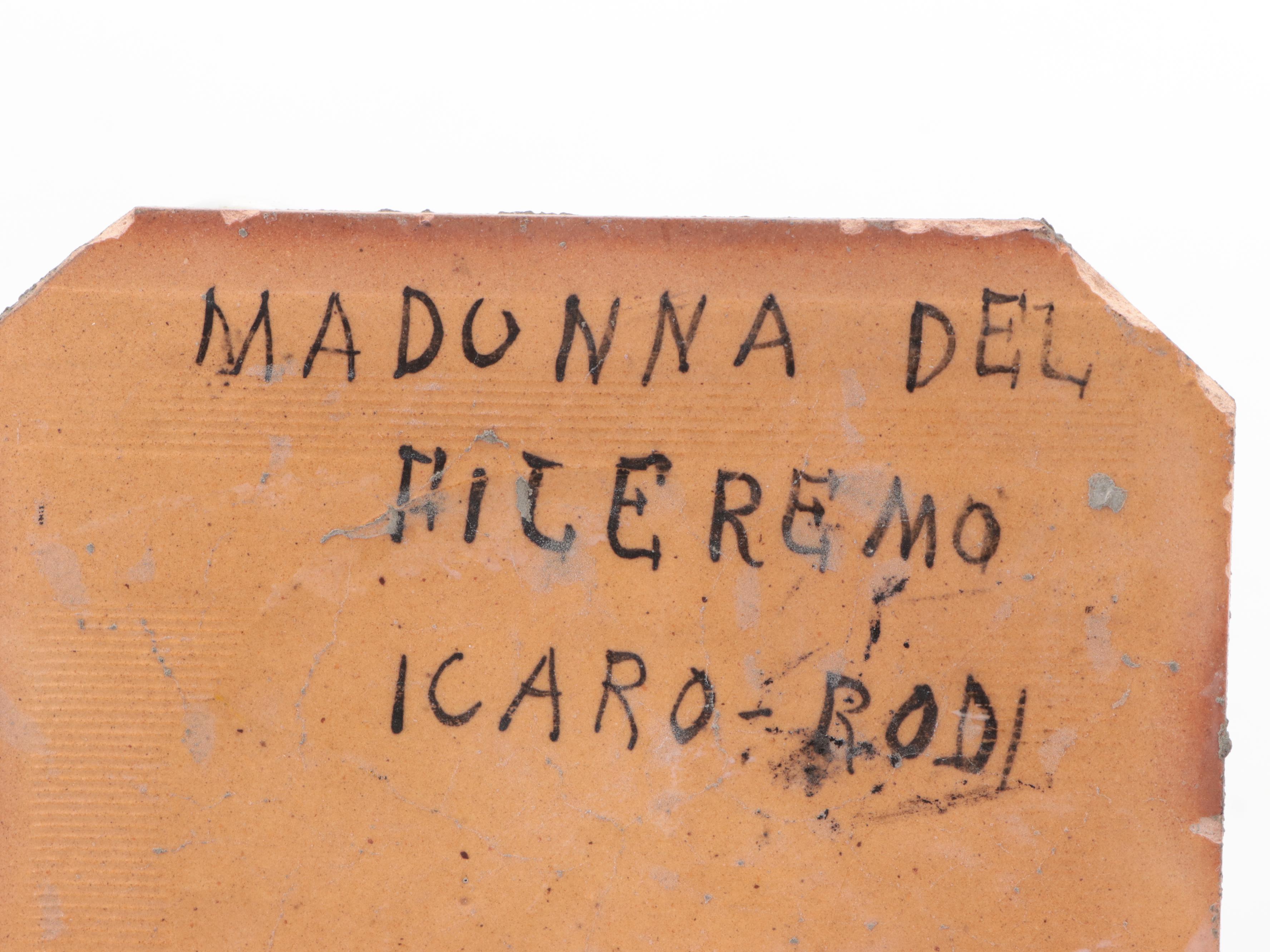 Mexican Glazed Ceramic Plate with Icaro Rodi Madonna Ceramic Tile, 20th Century