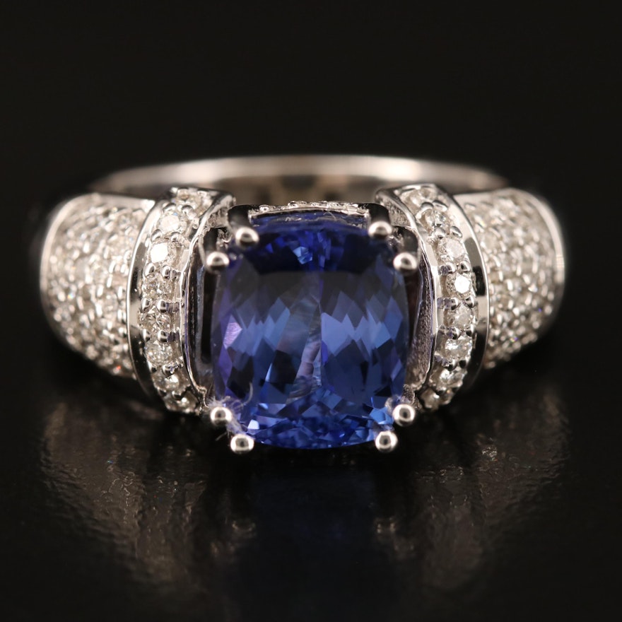 14K 3.20 CT Tanzanite and Diamond Ring