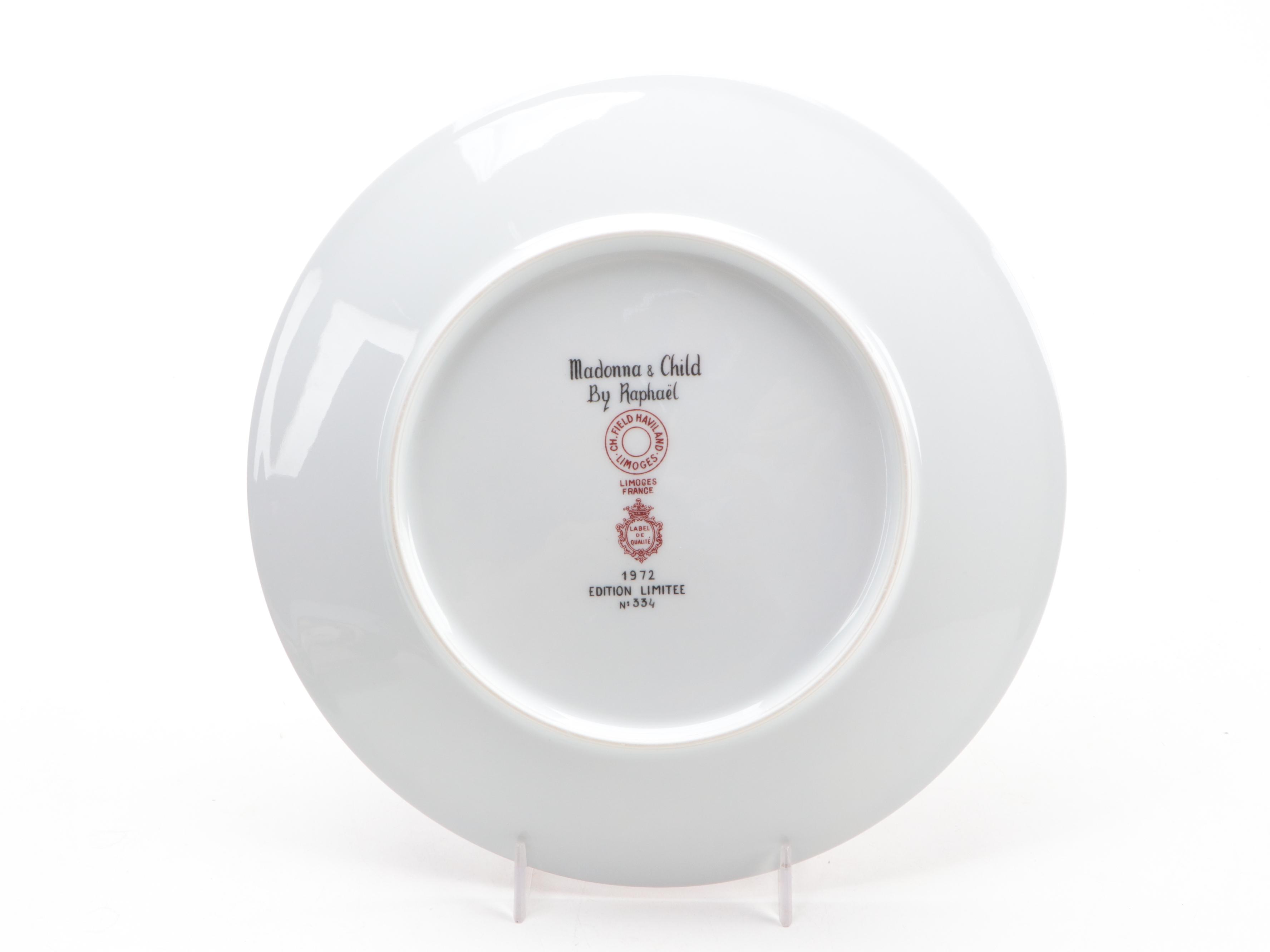 Haviland Limoges Madonna and Child Porcelain Limited Edition  Collectors Plates