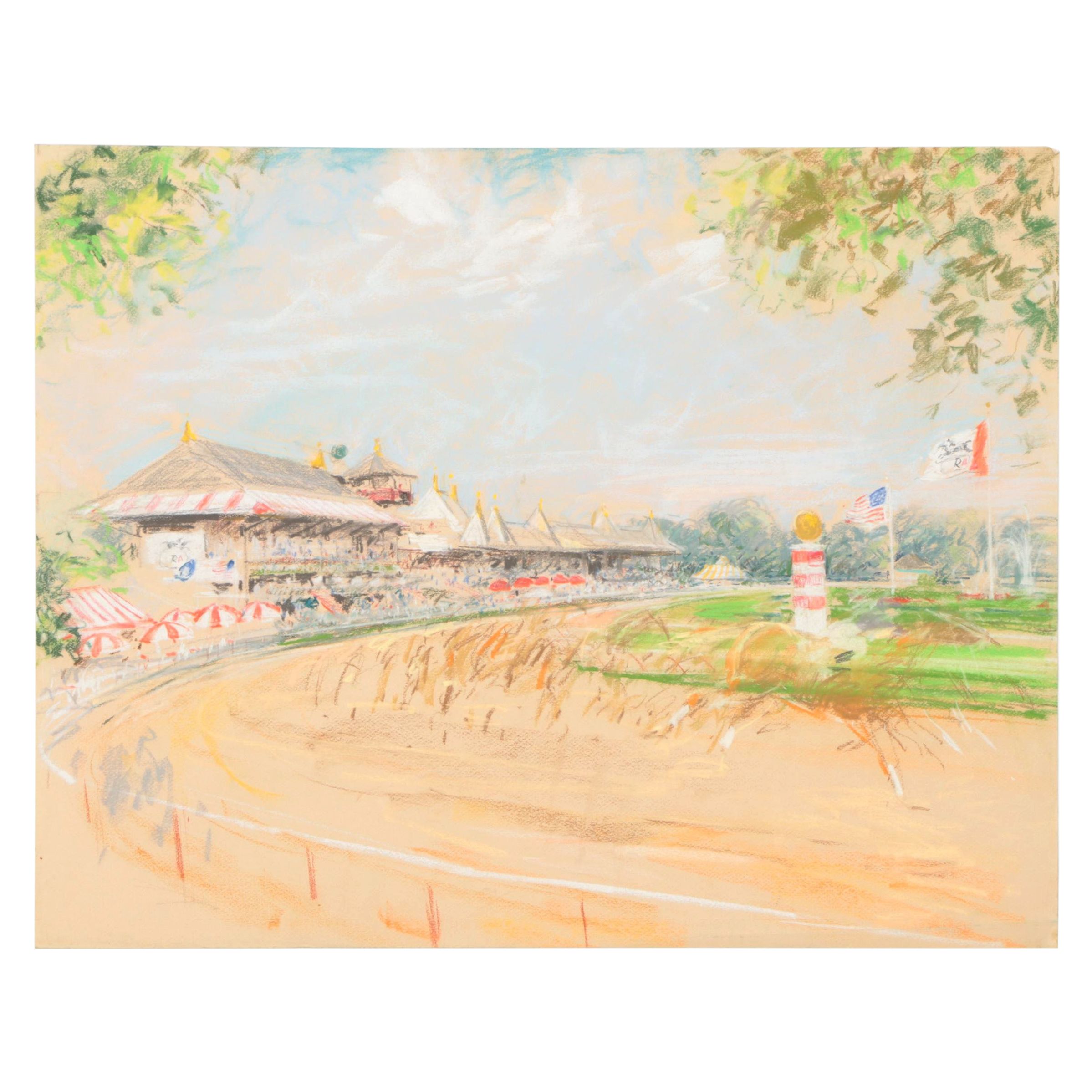 Kamil Kubik Horse Race Track Landscape Pastel Drawing