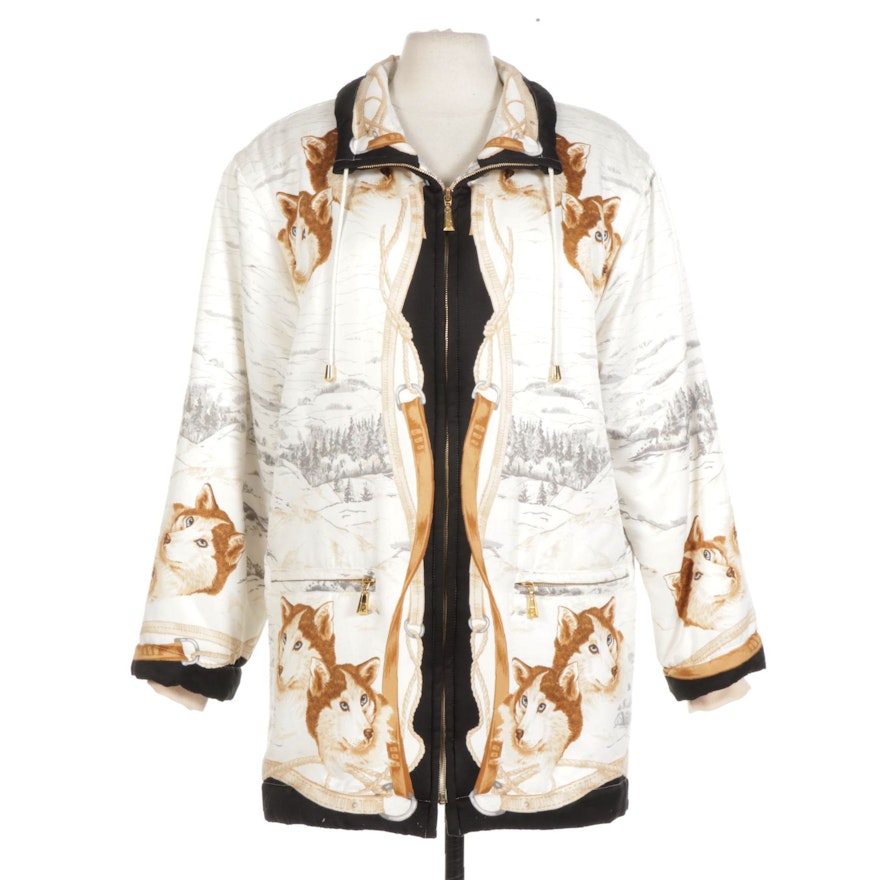 Escada Wolf Print Zipper-Front Jacket