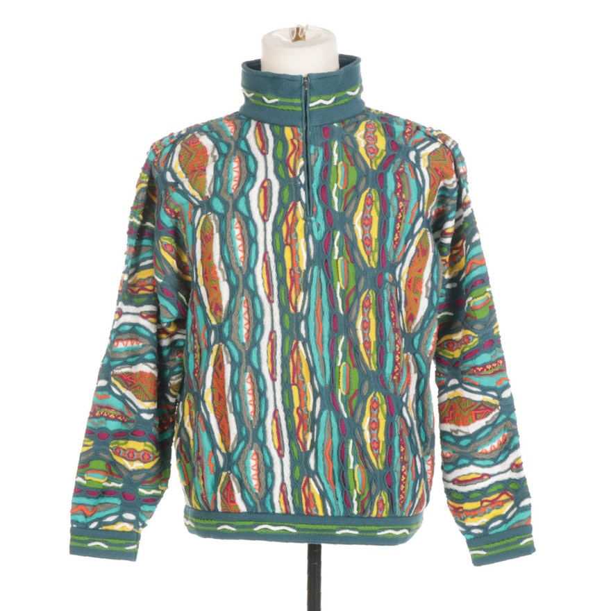 Coogi of Australia Zippered Multicolored Pull-Over Sweater